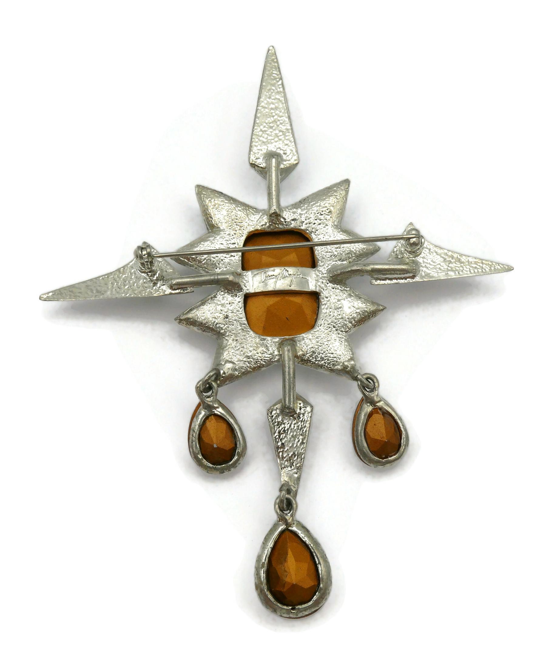 THIERRY MUGLER Vintage Jewelled Star Brooch 2
