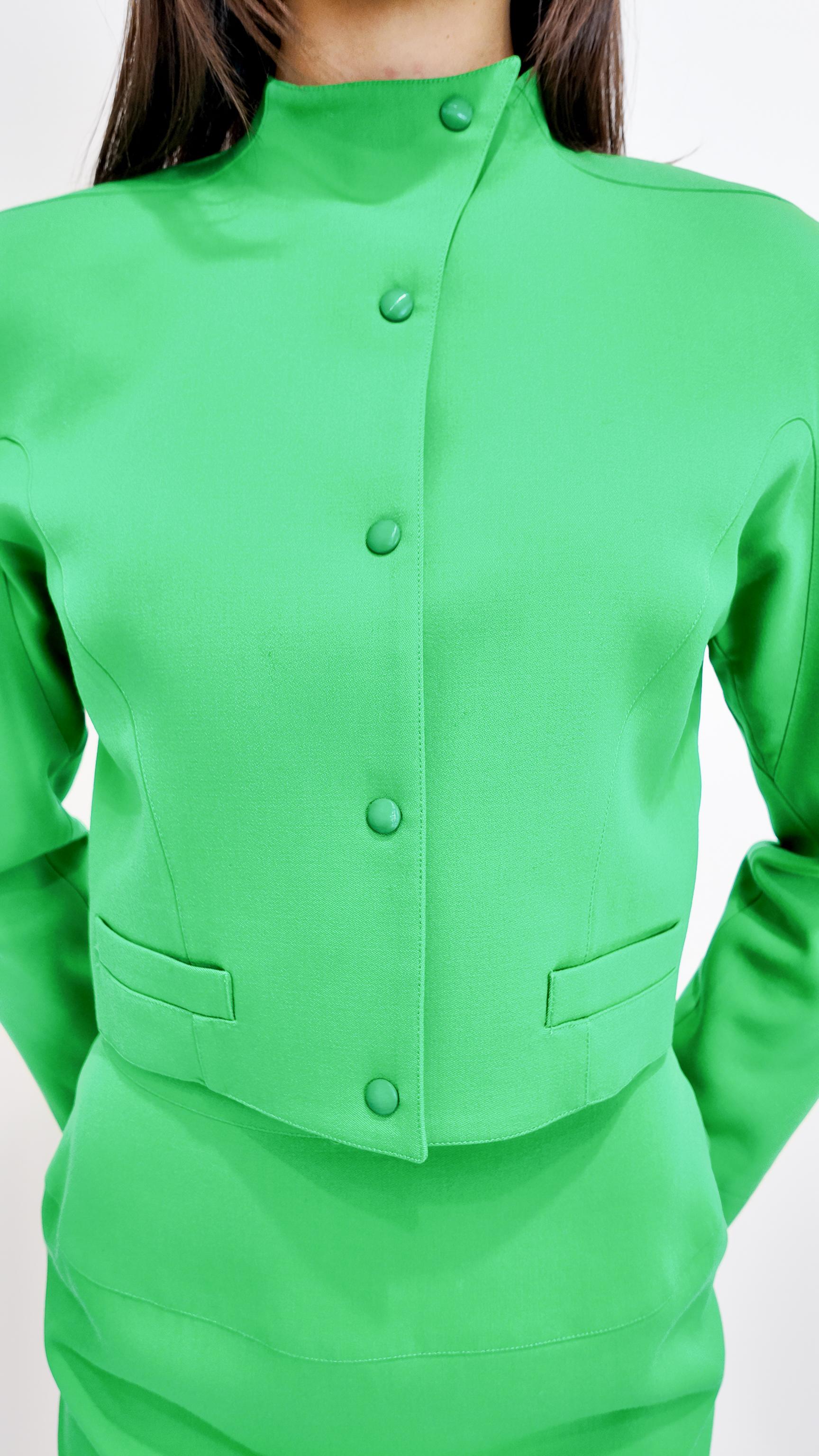 Ensemble veste et jupe vintage de Thierry Mugler en vert Kelly en vente 2
