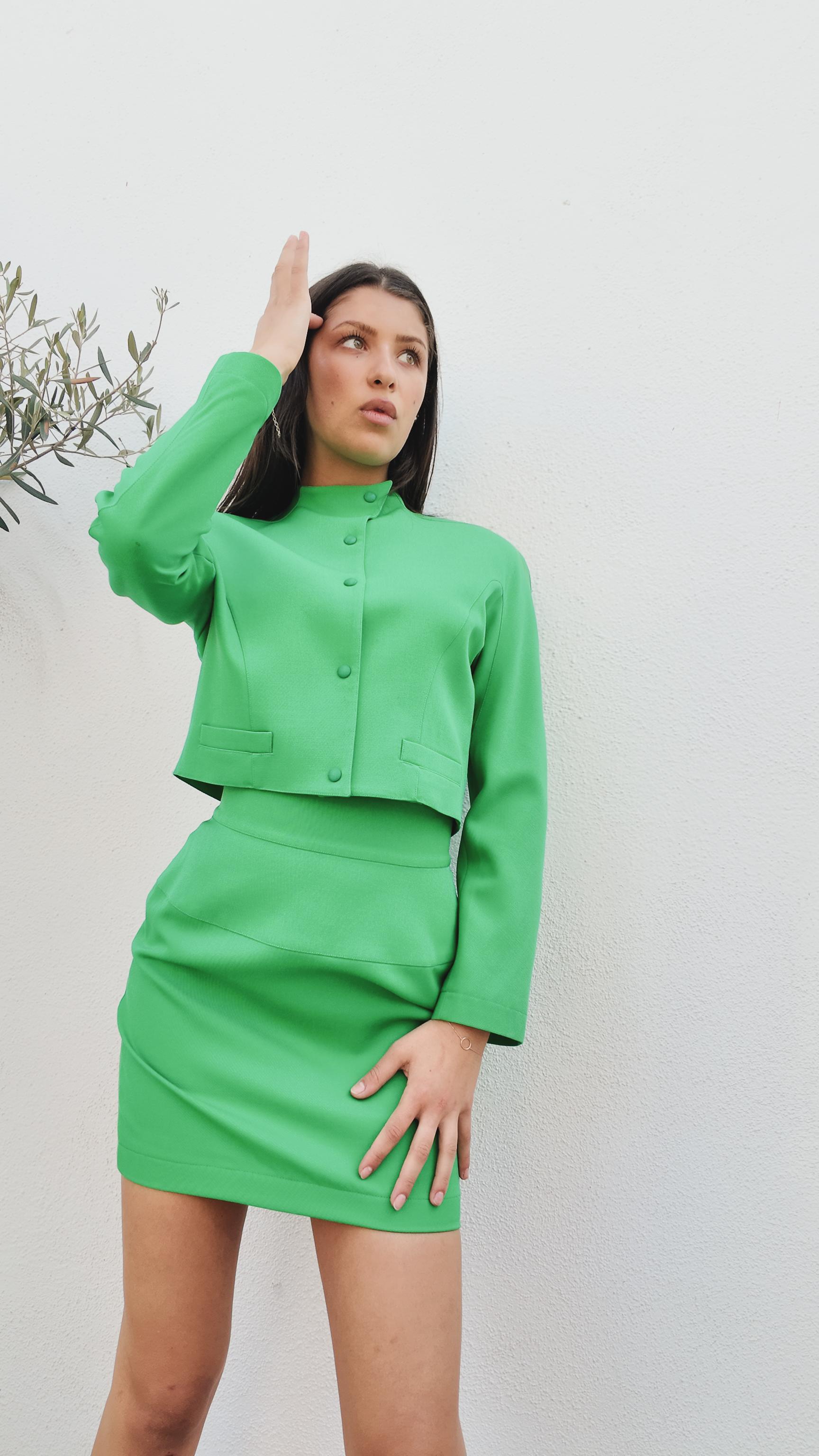 Ensemble veste et jupe vintage de Thierry Mugler en vert Kelly en vente 4