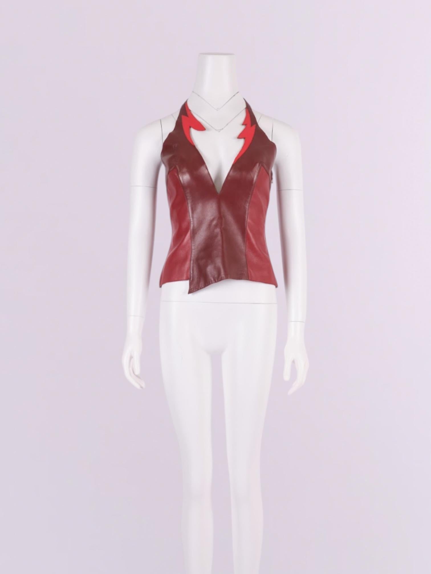 Thierry Mugler Vintage Leather Flame Halter Neck Bustier In Good Condition For Sale In Hong Kong, HK