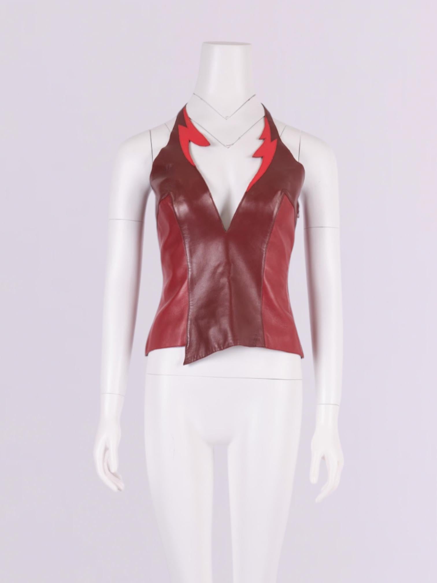 Women's Thierry Mugler Vintage Leather Flame Halter Neck Bustier For Sale