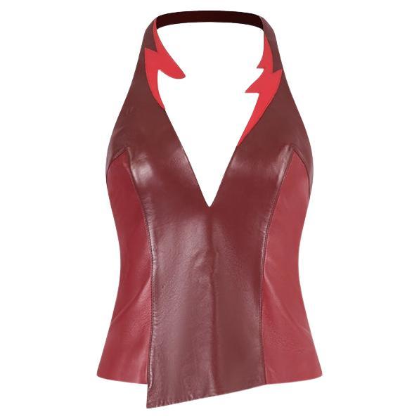Thierry Mugler Vintage Leather Flame Halter Neck Bustier For Sale