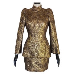 Thierry Mugler Vintage Metallic Gold Skirt Suit