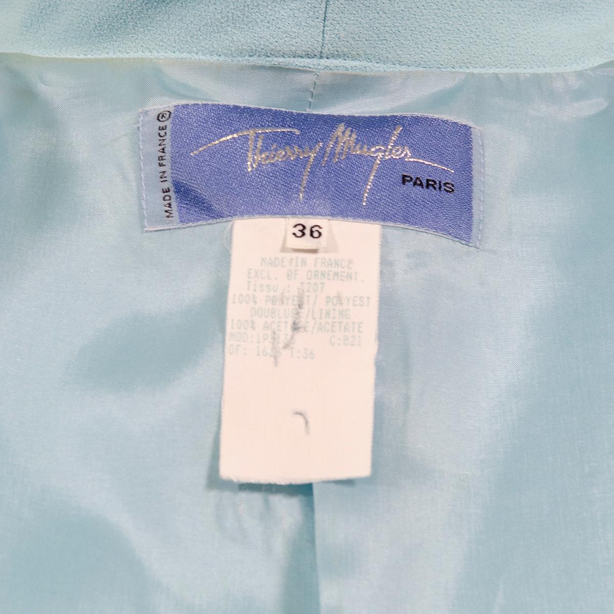Thierry Mugler Vintage Pastel Blue Jacket with Anchors Nautical Aquatic 6