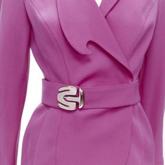 THIERRY MUGLER Vintage pink space age curved lapel metal buckle blazer IT9AT S