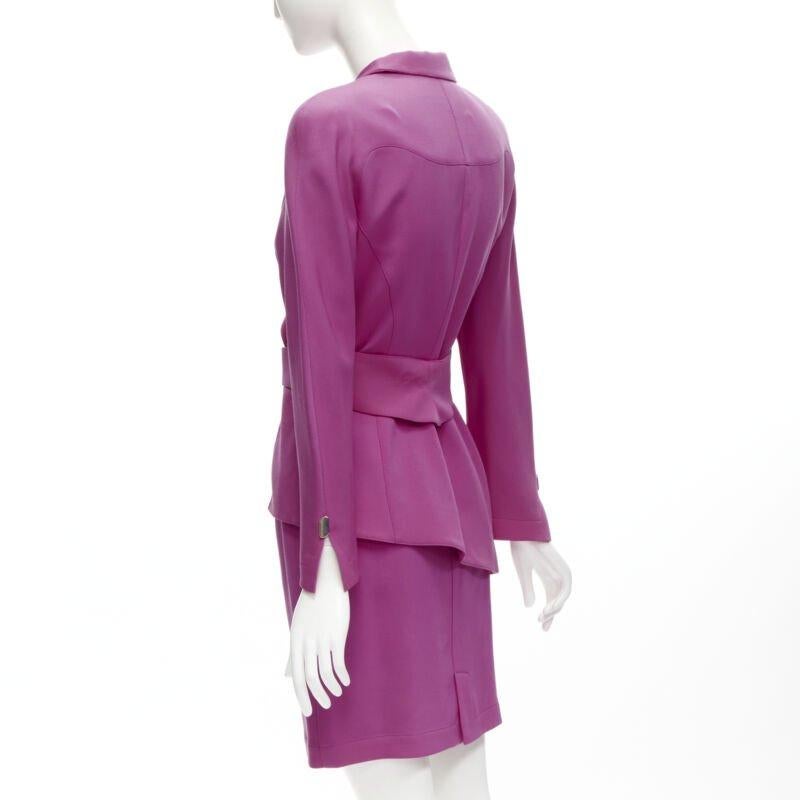 THIERRY MUGLER Vintage pink space age curved lapel metal buckle blazer IT9AT S For Sale 1