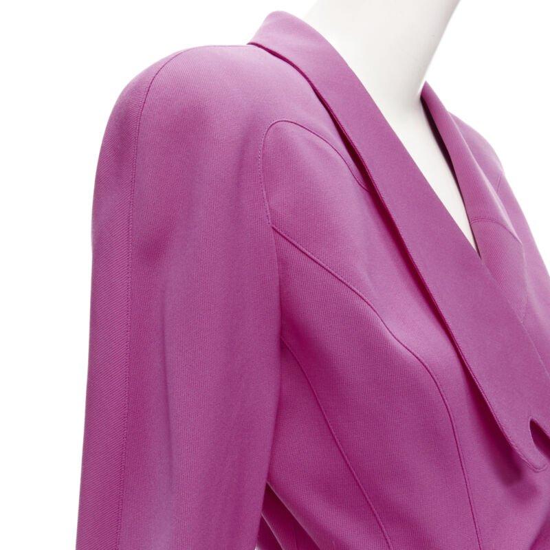 THIERRY MUGLER Vintage pink space age curved lapel metal buckle blazer IT9AT S For Sale 2