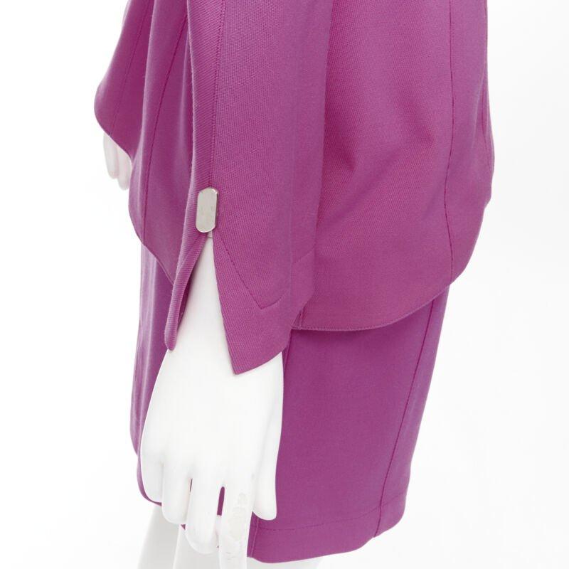 THIERRY MUGLER Vintage pink space age curved lapel metal buckle blazer IT9AT S For Sale 4