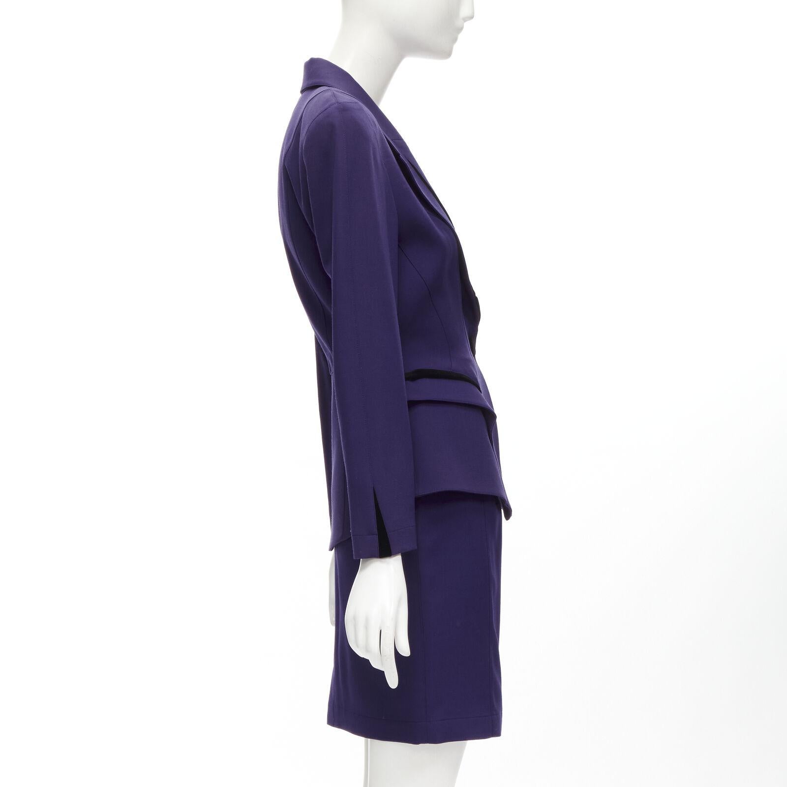 THIERRY MUGLER Vintage purple space age velvet peplum power blazer IT9AR S In Excellent Condition In Hong Kong, NT