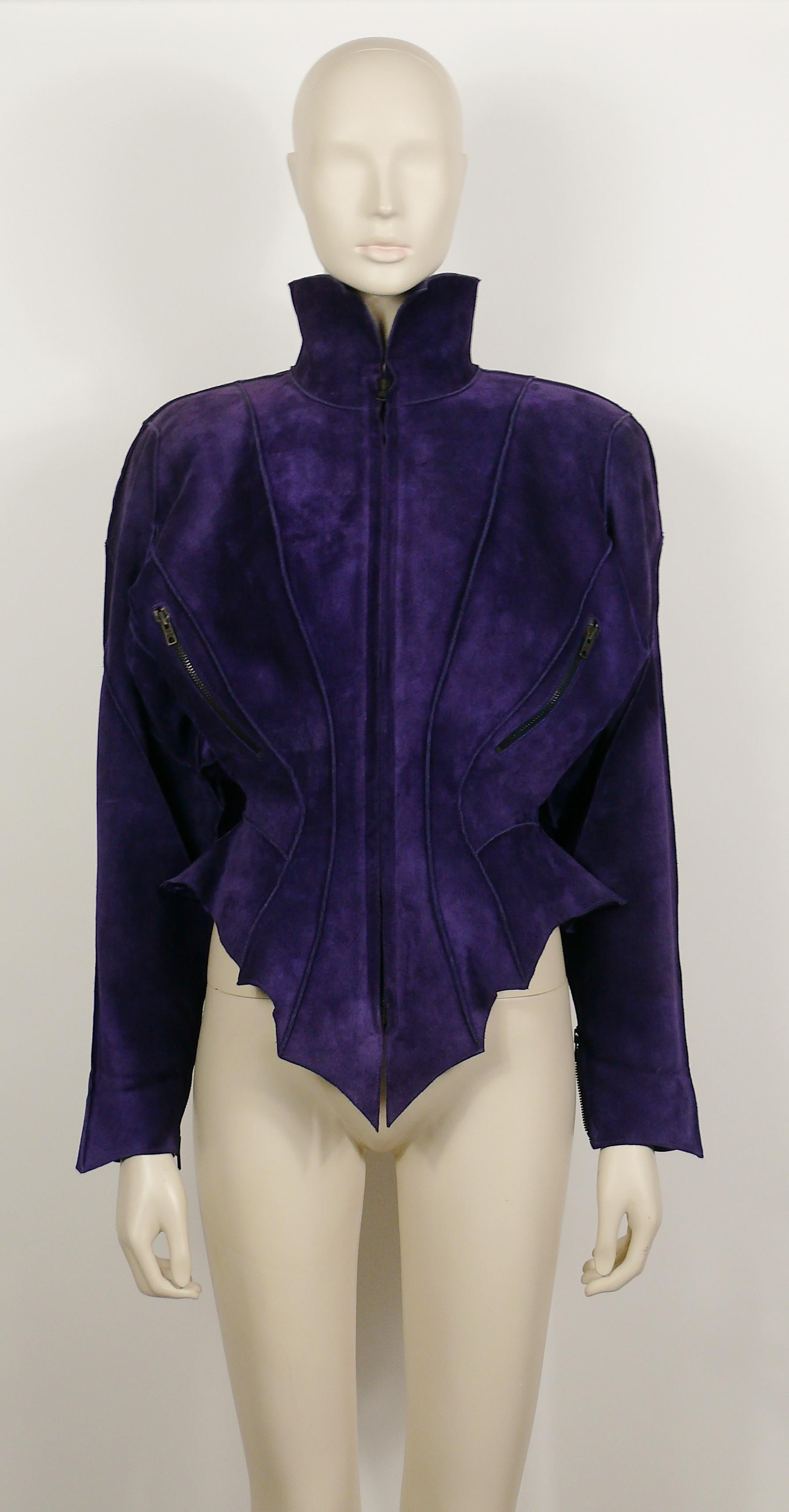 Thierry Mugler Vintage Lila Wildleder Kreatur Jacke (Schwarz)