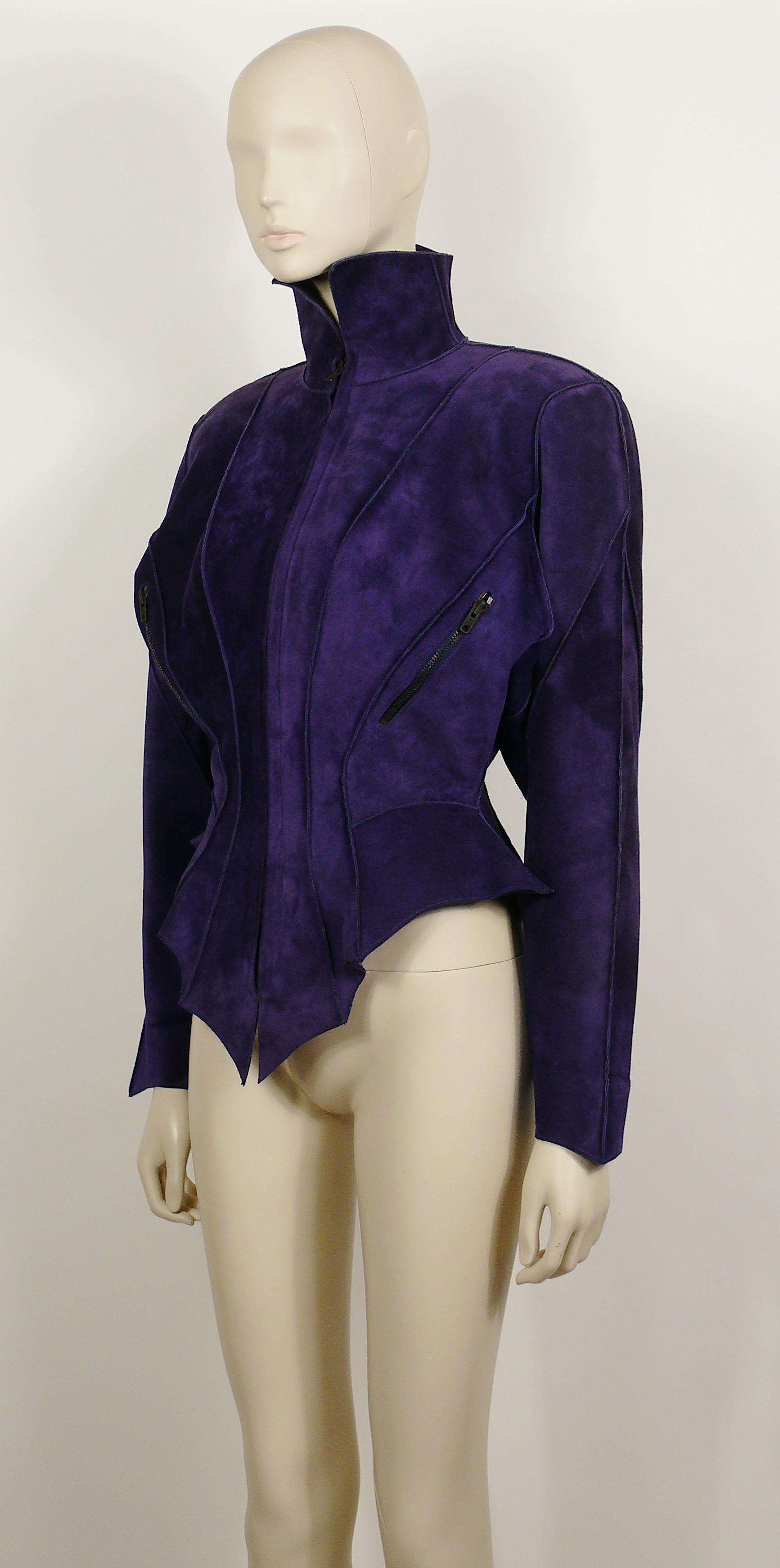 Thierry Mugler Vintage Lila Wildleder Kreatur Jacke im Zustand „Gut“ in Nice, FR