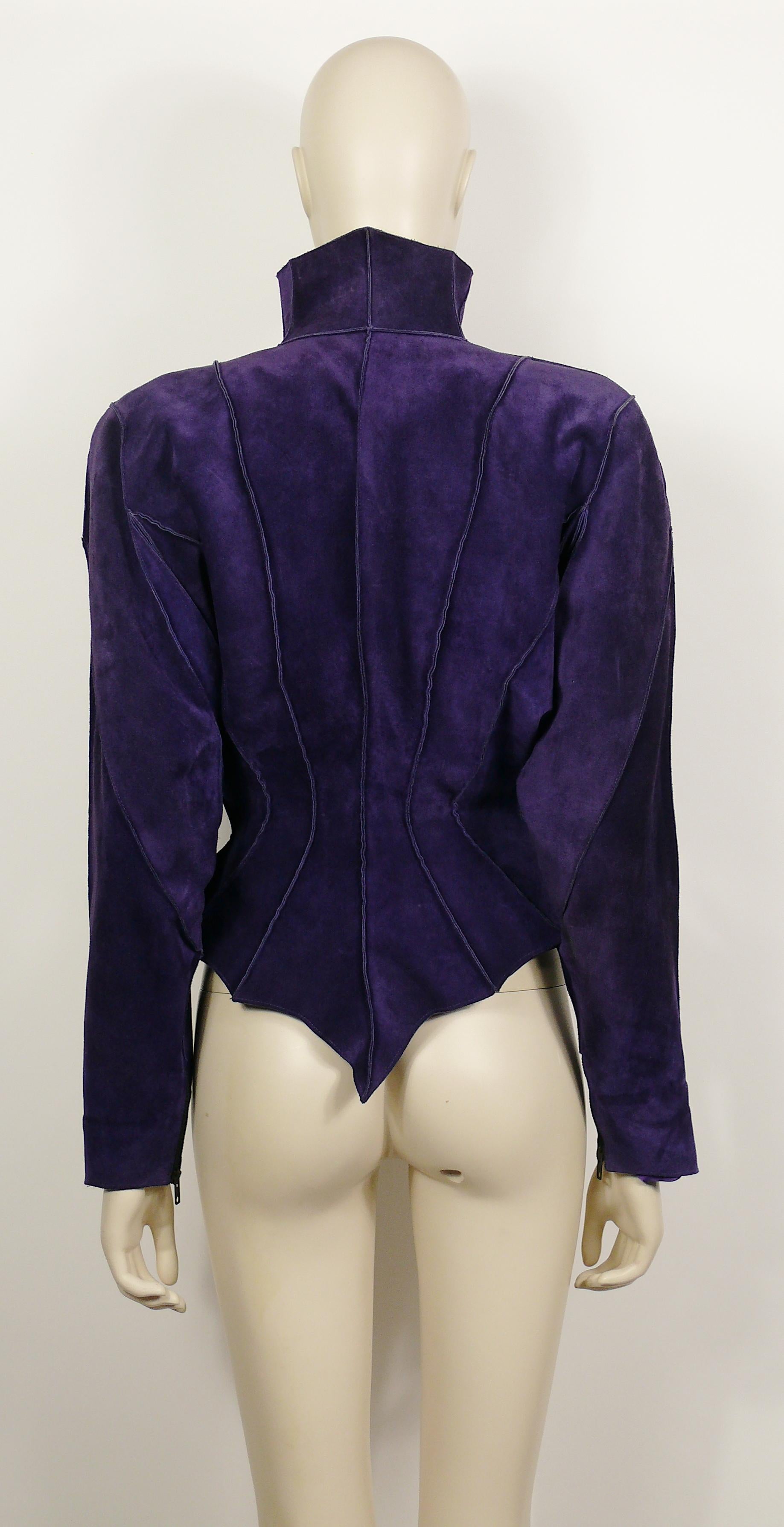 Thierry Mugler Vintage Lila Wildleder Kreatur Jacke Damen