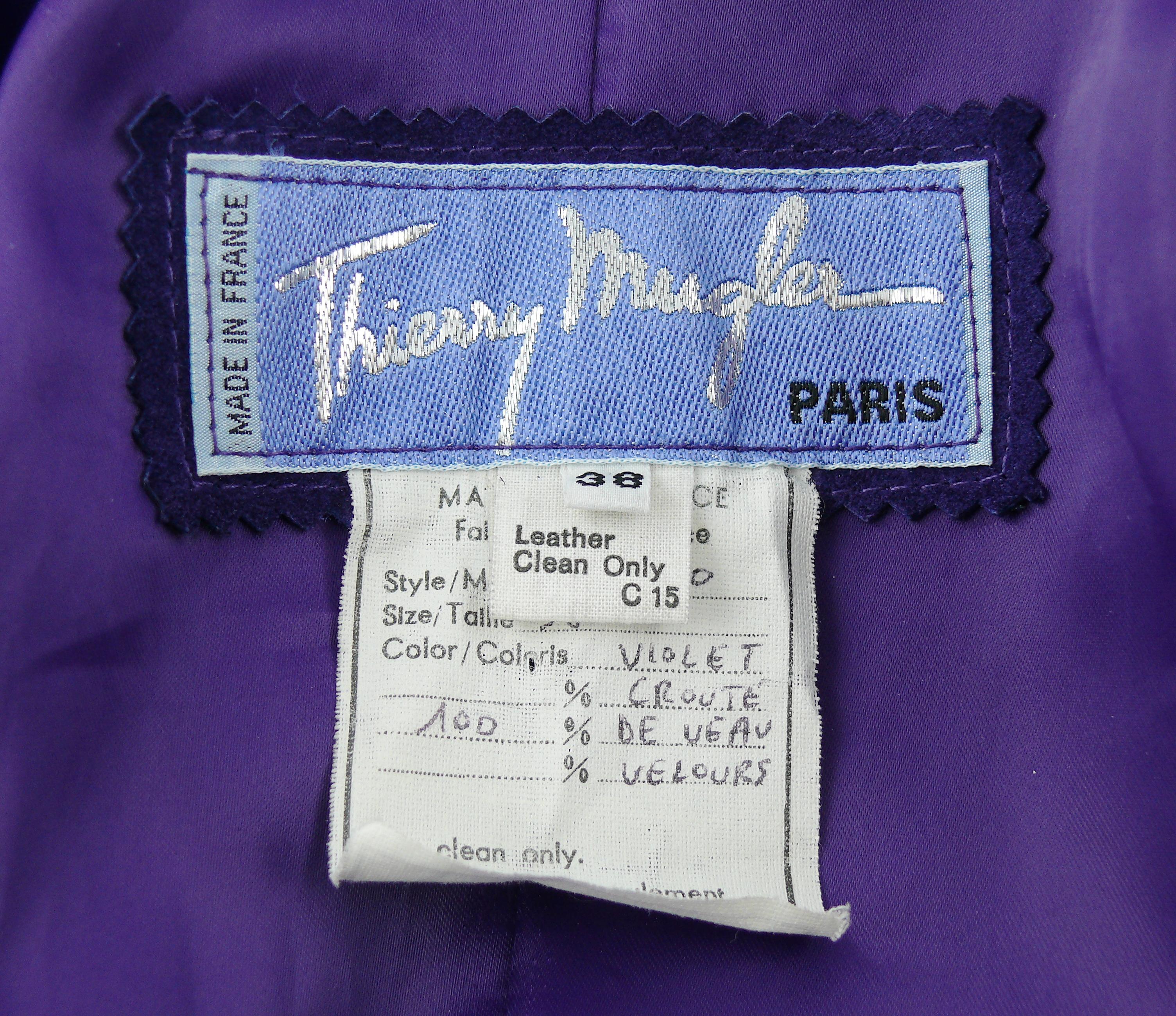Thierry Mugler Vintage Lila Wildleder Kreatur Jacke 1