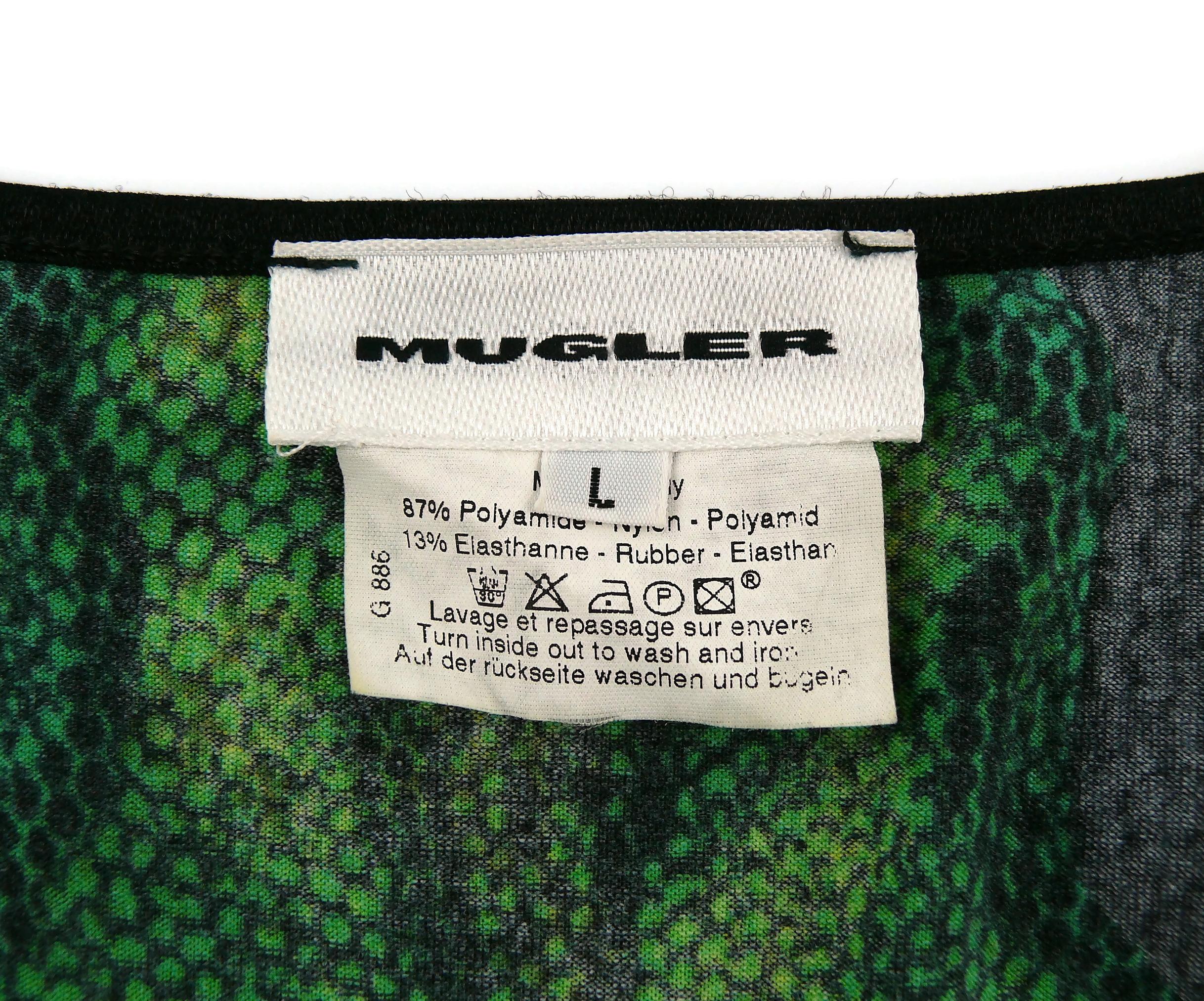 Thierry Mugler Vintage Rare 1998 Back and Green Reptile Skin Jumpsuit Size L 5