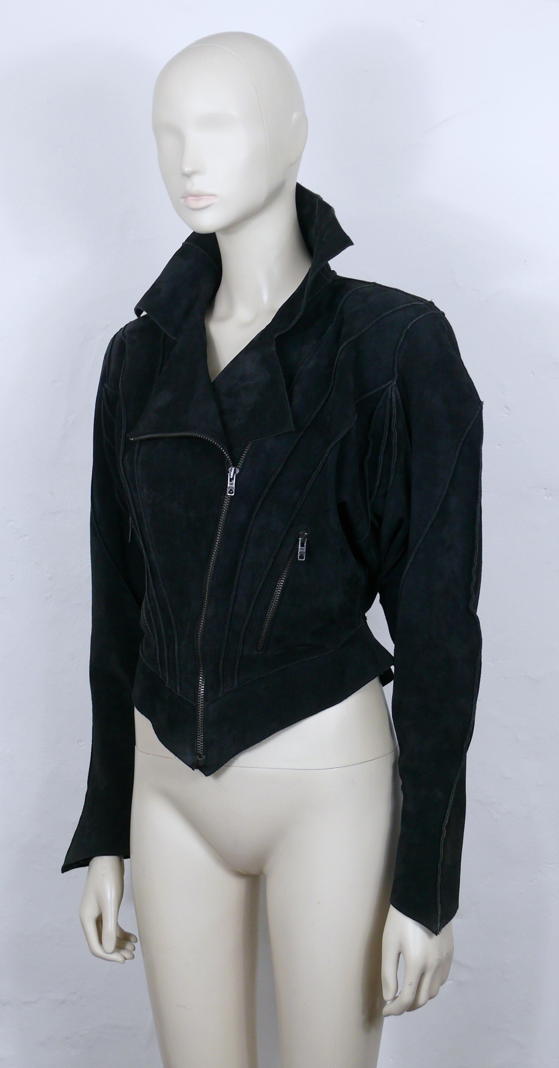 Women's THIERRY MUGLER Vintage Rare Black Suede Creature Jacket For Sale
