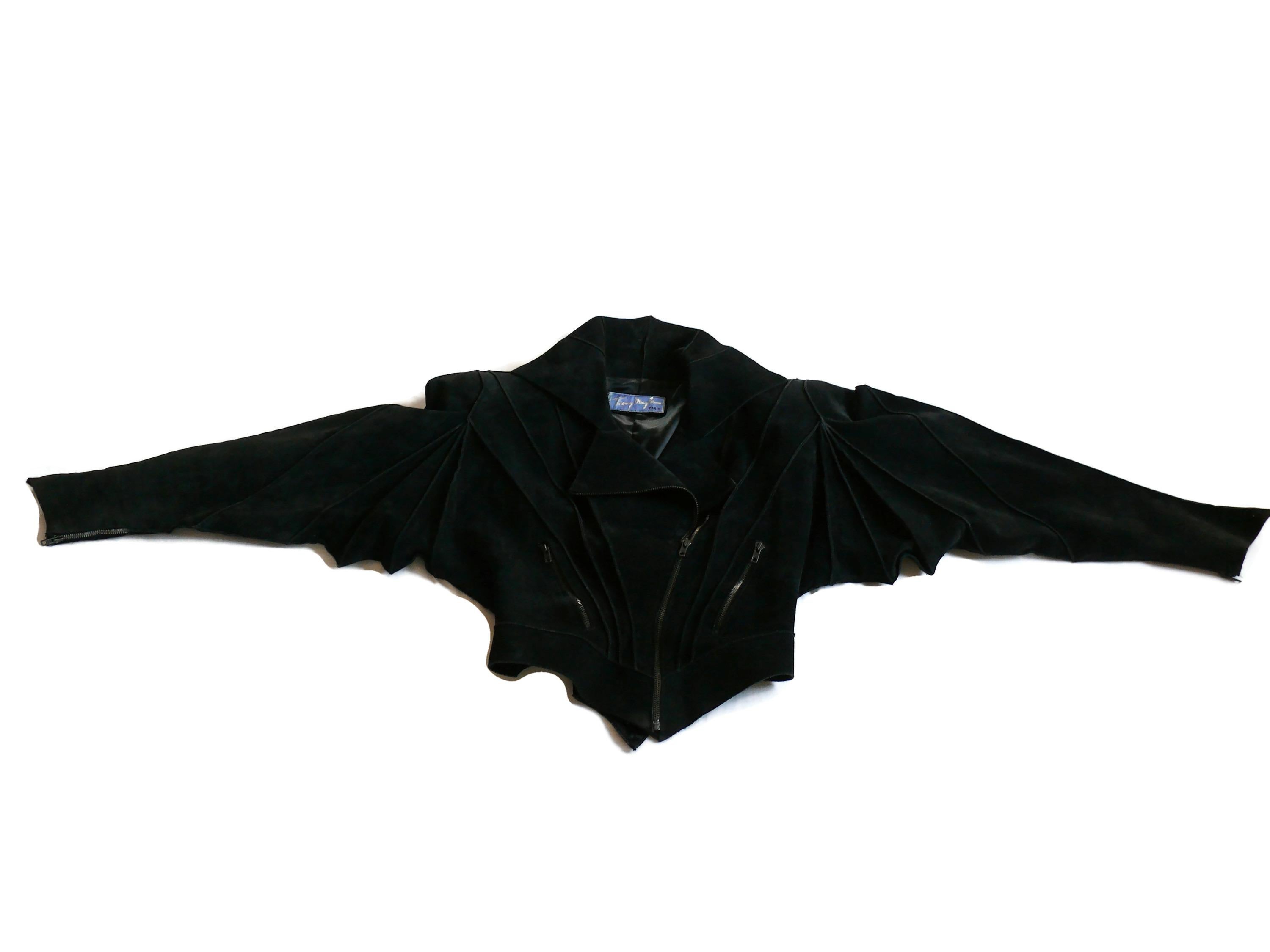 THIERRY MUGLER Vintage Rare Black Suede Creature Jacket For Sale 2