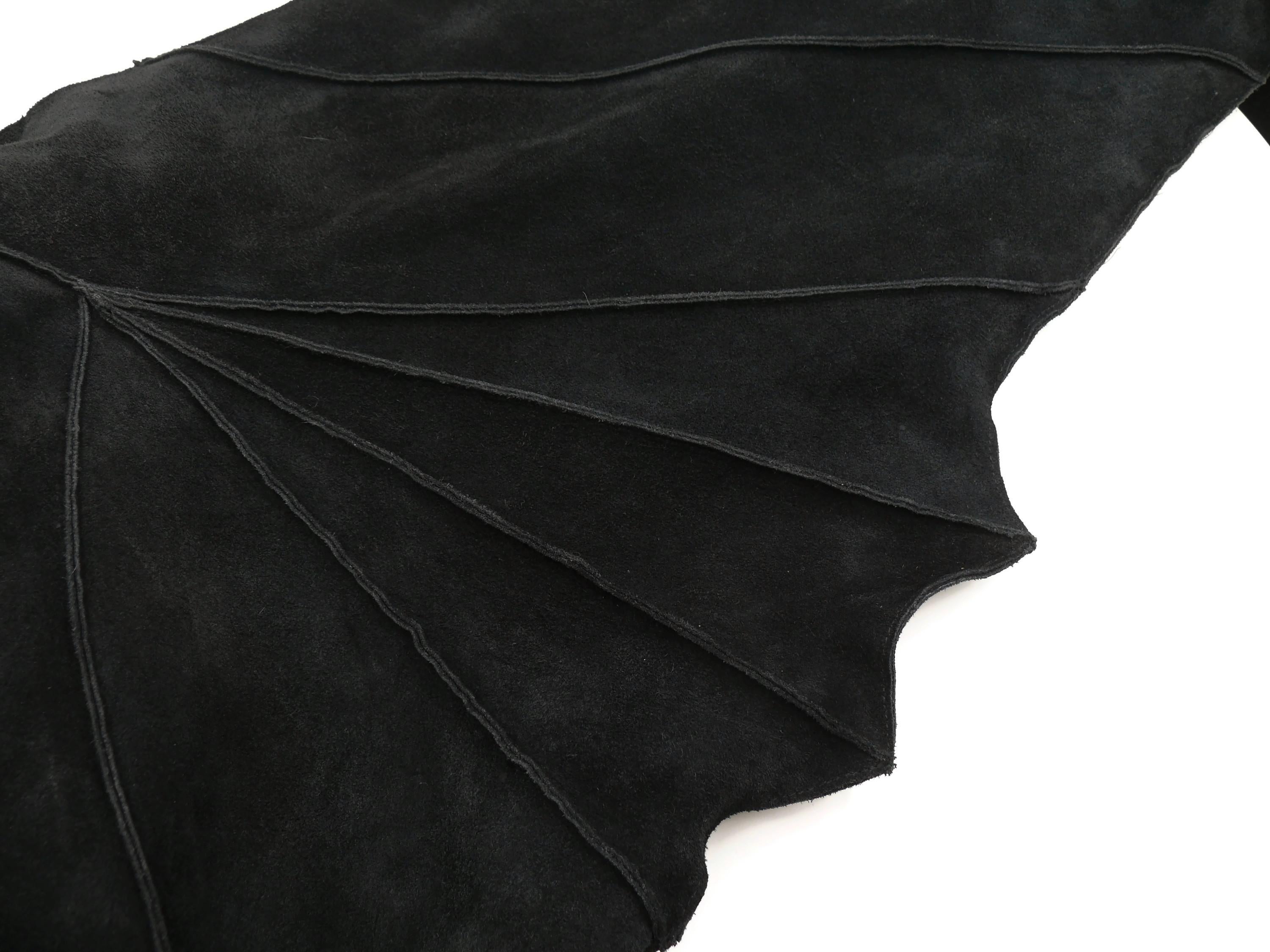 THIERRY MUGLER Vintage Rare Black Suede Creature Jacket For Sale 5
