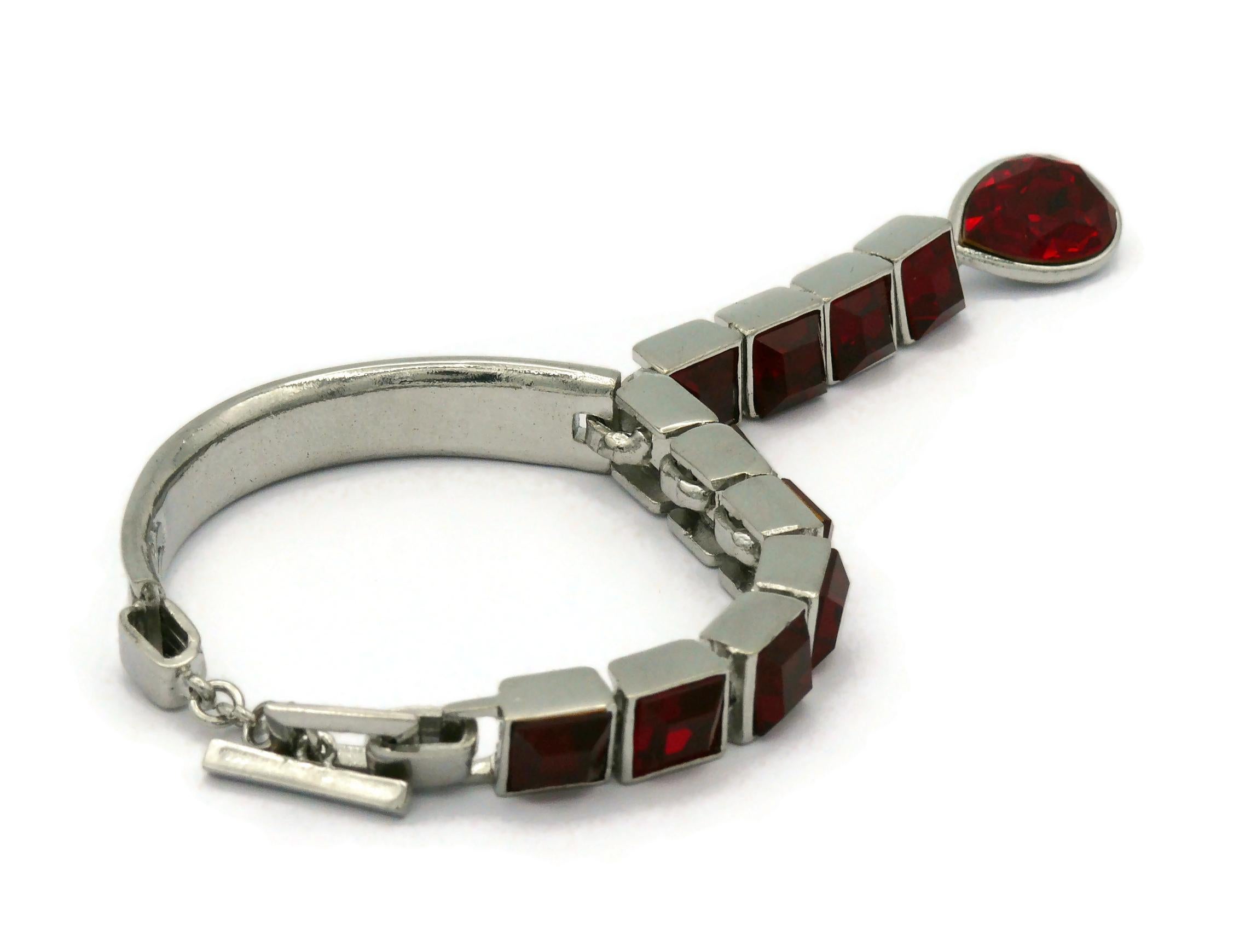 THIERRY MUGLER Vintage Red Crystal Bracelet In Good Condition In Nice, FR