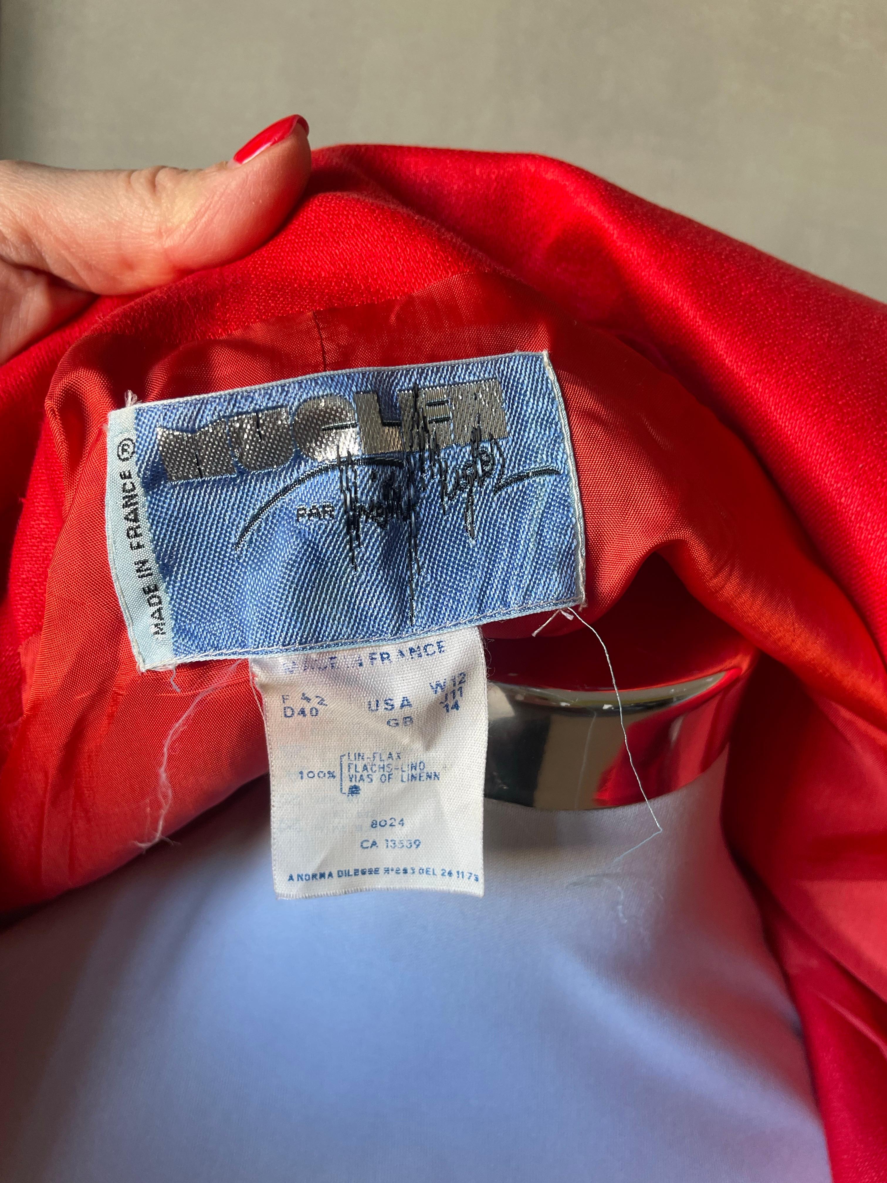 THIERRY MUGLER Chaqueta roja vintage en venta 2