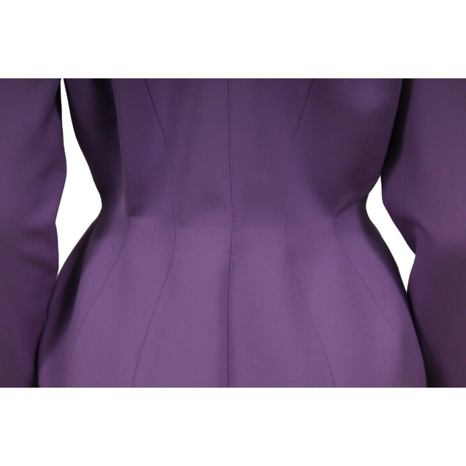 Thierry Mugler Vintage Runway Korsett Blazer Jacke 36 Lila Lavendel Wolle Mantel im Angebot 7