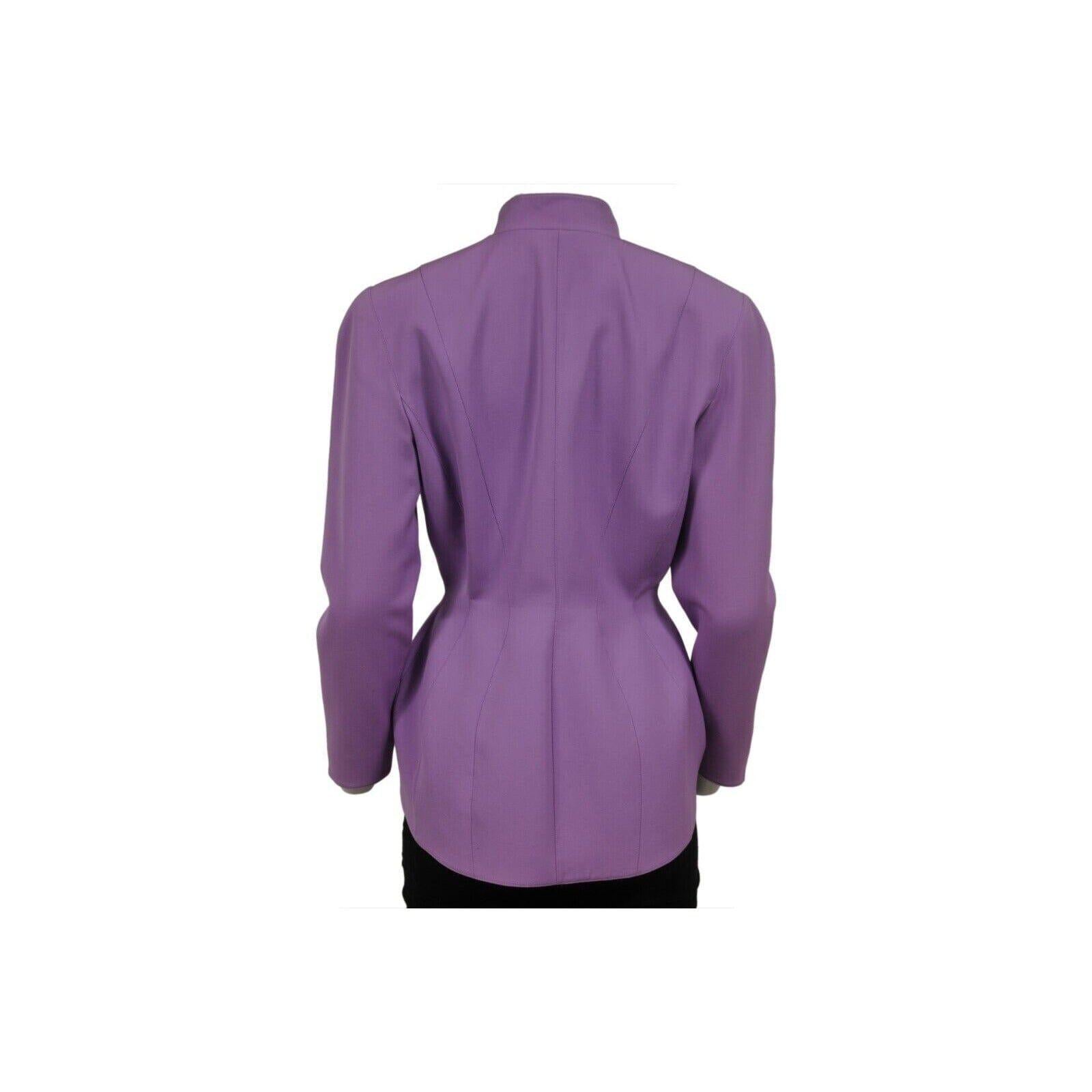 Thierry Mugler Vintage Runway Korsett Blazer Jacke 36 Lila Lavendel Wolle Mantel (Violett) im Angebot