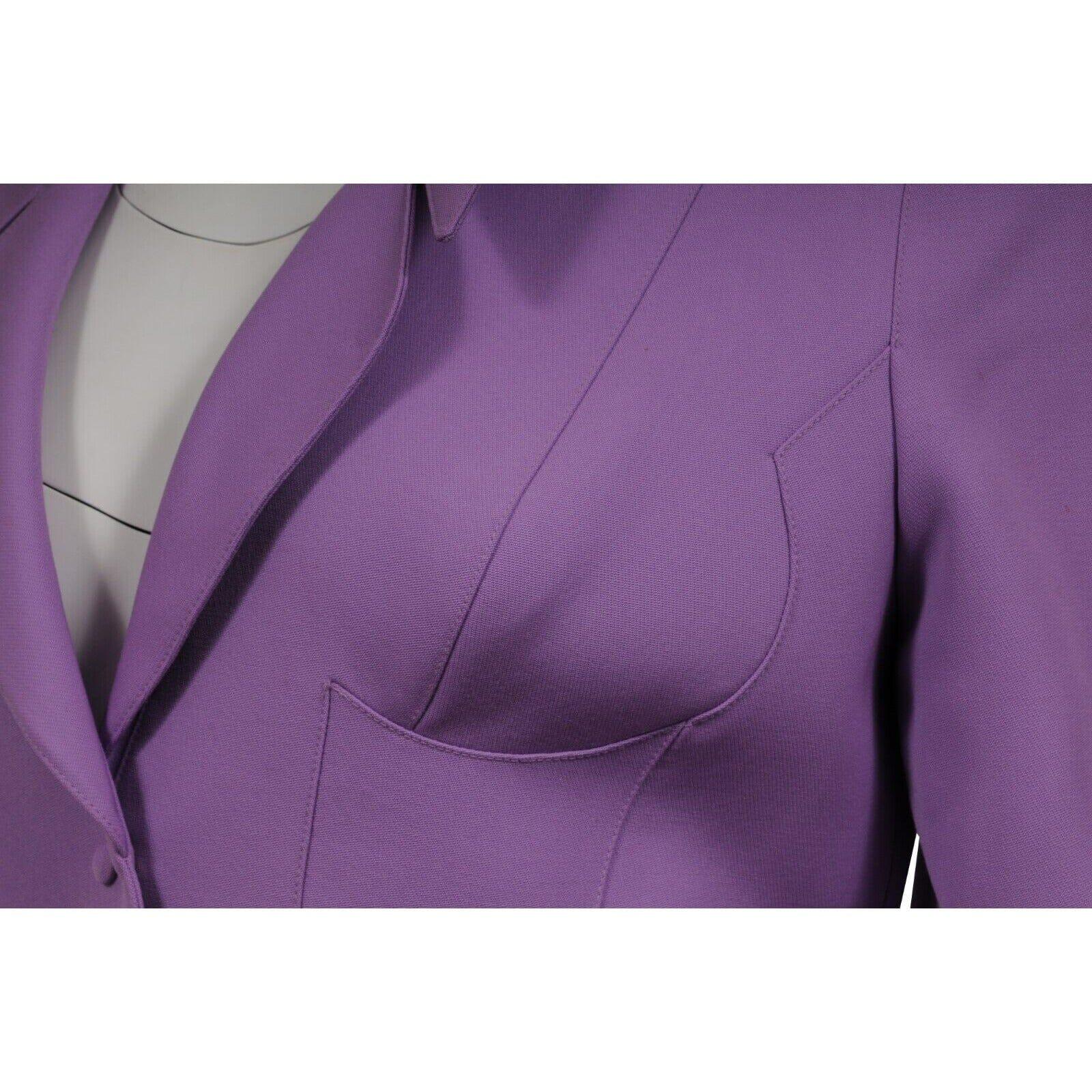 Thierry Mugler Vintage Runway Korsett Blazer Jacke 36 Lila Lavendel Wolle Mantel im Zustand „Gut“ im Angebot in North Miami, FL