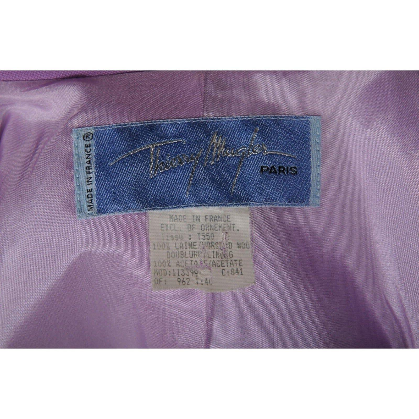 Thierry Mugler Vintage Runway Korsett Blazer Jacke 36 Lila Lavendel Wolle Mantel im Angebot 1
