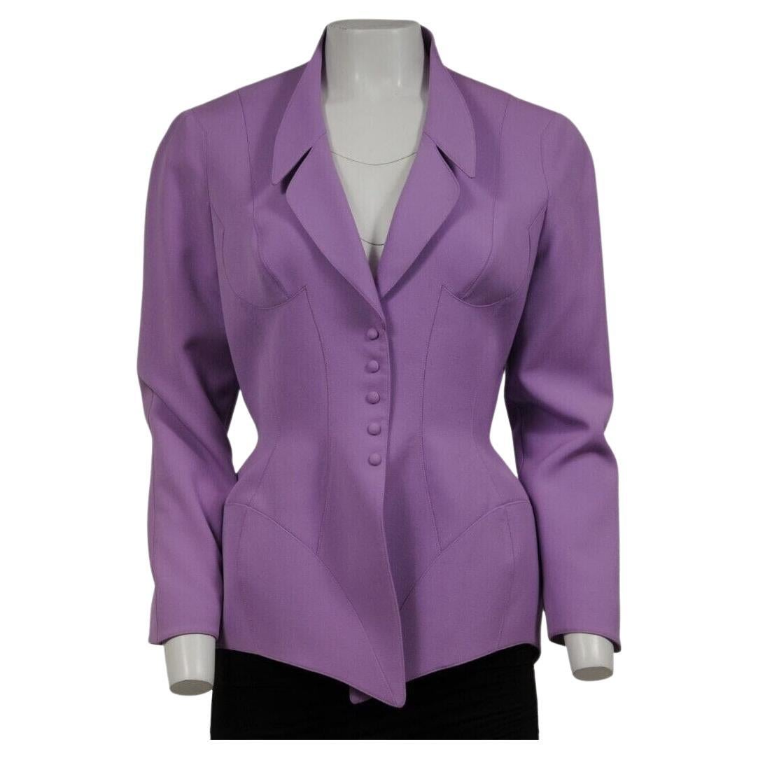 Thierry Mugler Vintage Runway Corset Blazer Jacket 36 Purple Lavender Wool Coat