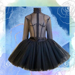 Thierry Mugler Vintage Sheer Blouse and Tulle Skirt Fall 1992 Size 40FR