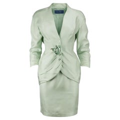 Thierry Mugler Vintage Silk Skirt Suit FR 42 UK 14