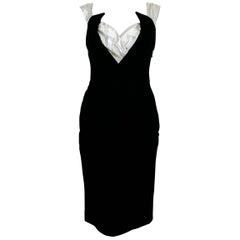Thierry Mugler Vintage Silver and Black Velvet Iconic Dress