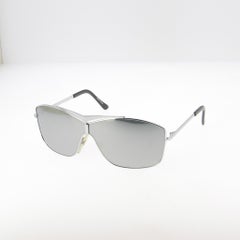 Thierry Mugler Vintage Silver Aviator Sunglasses Unisex Circa 1990s