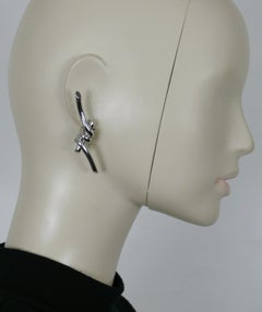 THIERRY MUGLER Vintage Silver Tone Barbed Wire Clip-On Earrings