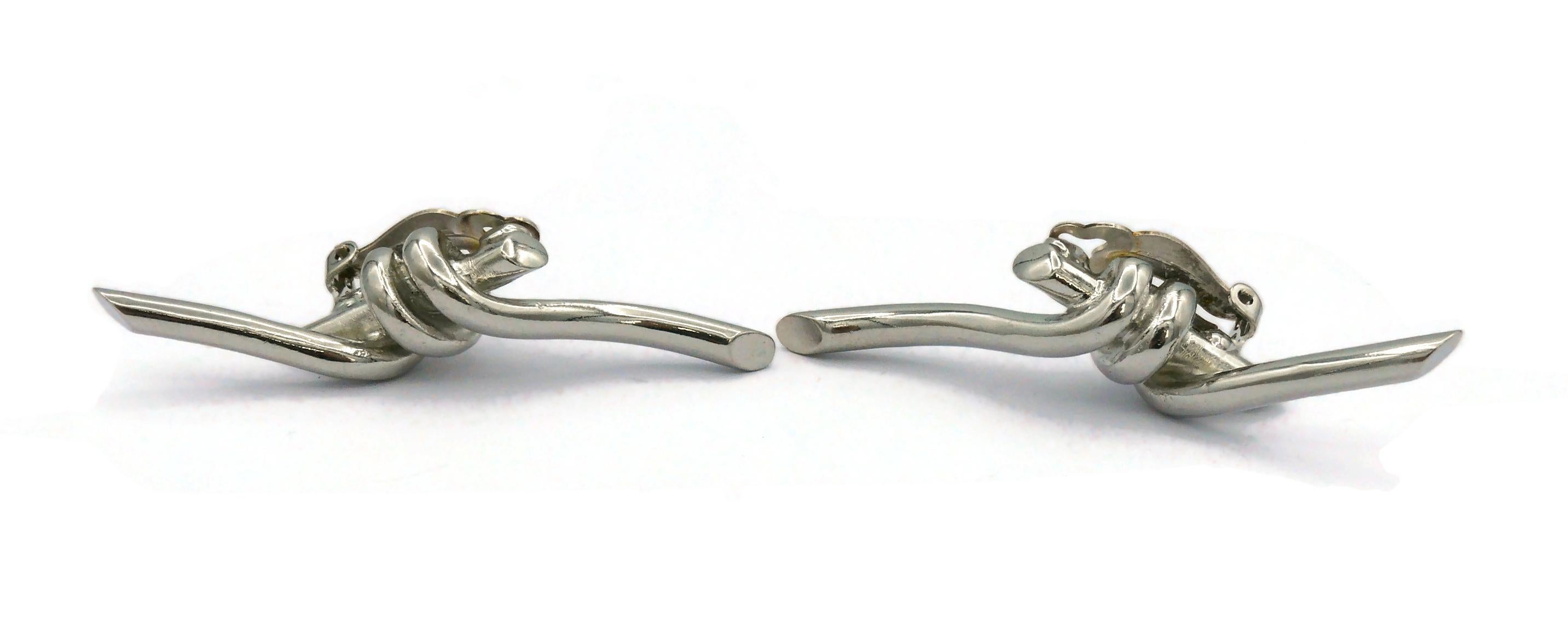Women's THIERRY MUGLER Vintage Silver Tone Barbed Wire Clip-On Earrings