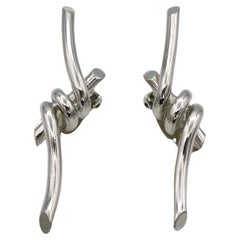 THIERRY MUGLER Vintage Silver Tone Barbed Wire Clip-On Earrings