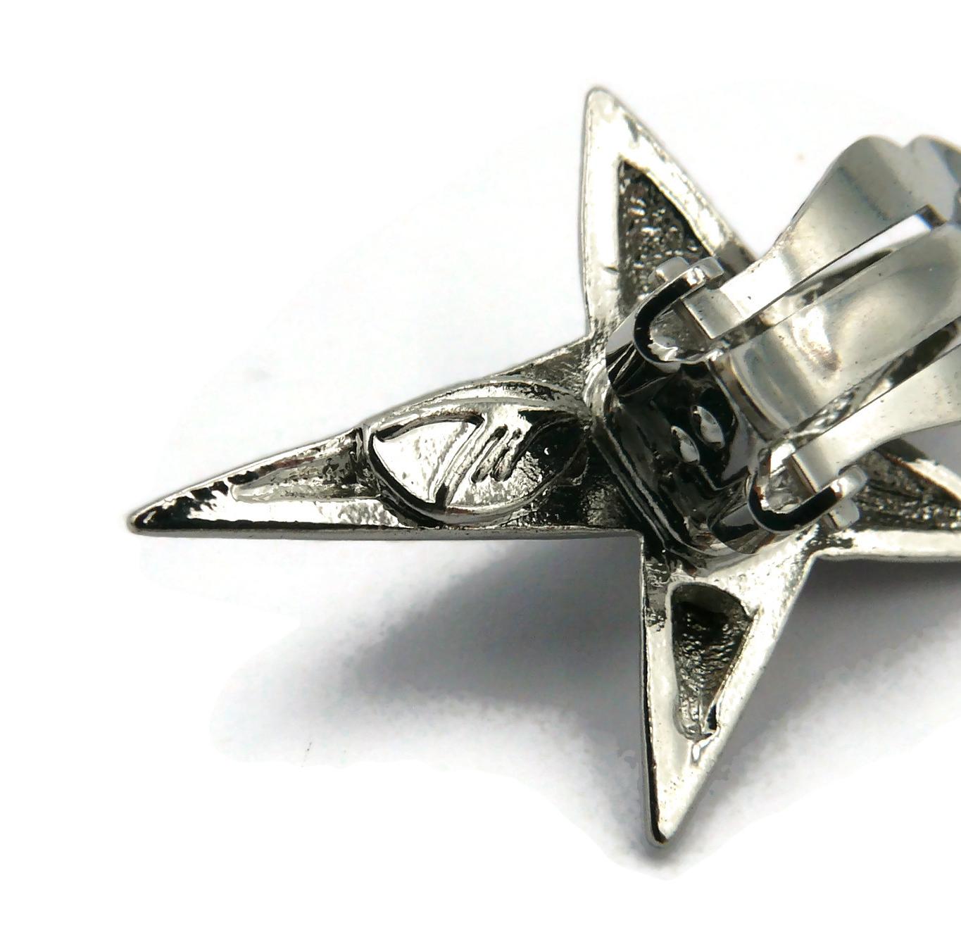 Women's THIERRY MUGLER Vintage Silver Tone Iconic Star Clip-On Earrings