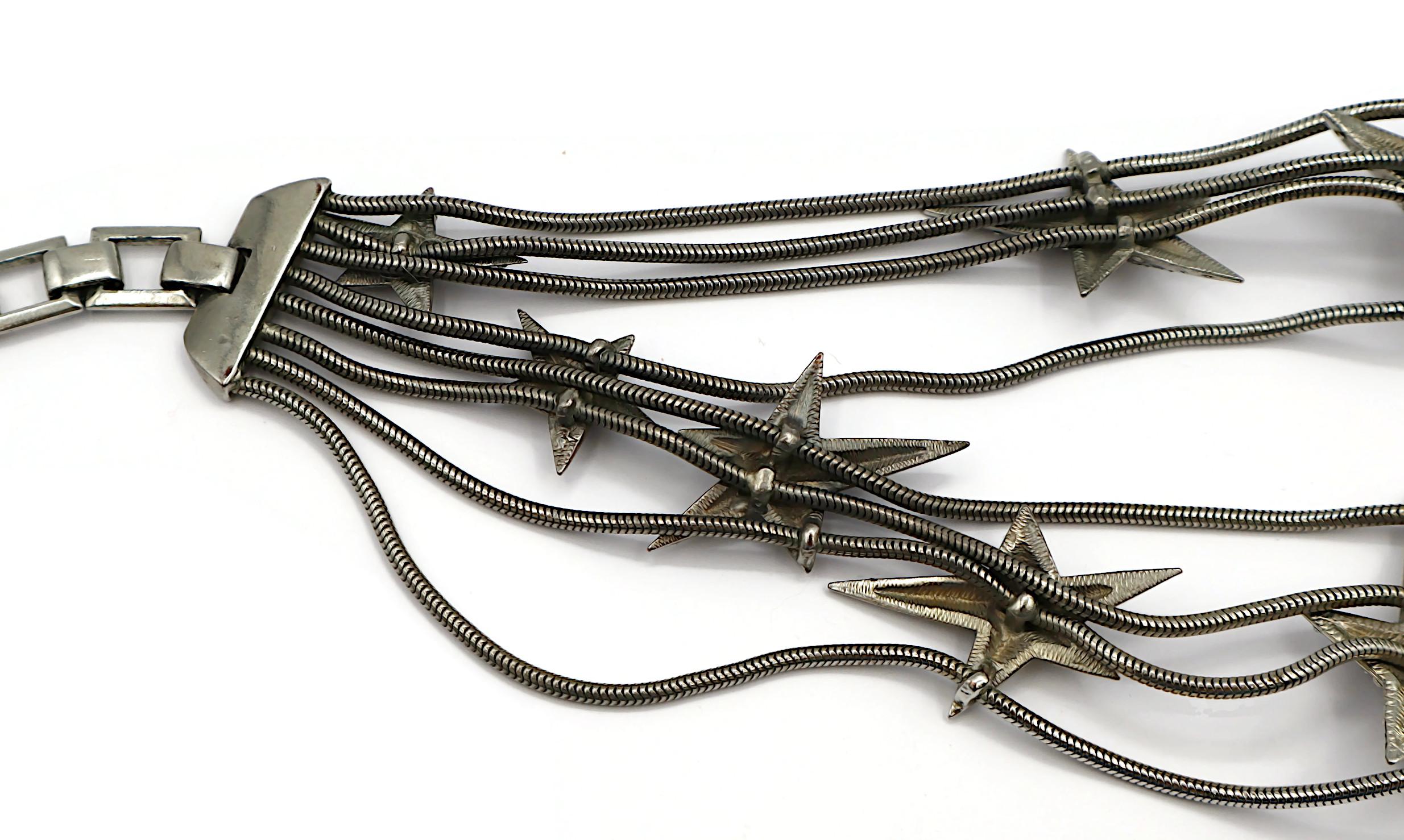 THIERRY MUGLER Vintage Silver Tone Stars Choker Necklace For Sale 8