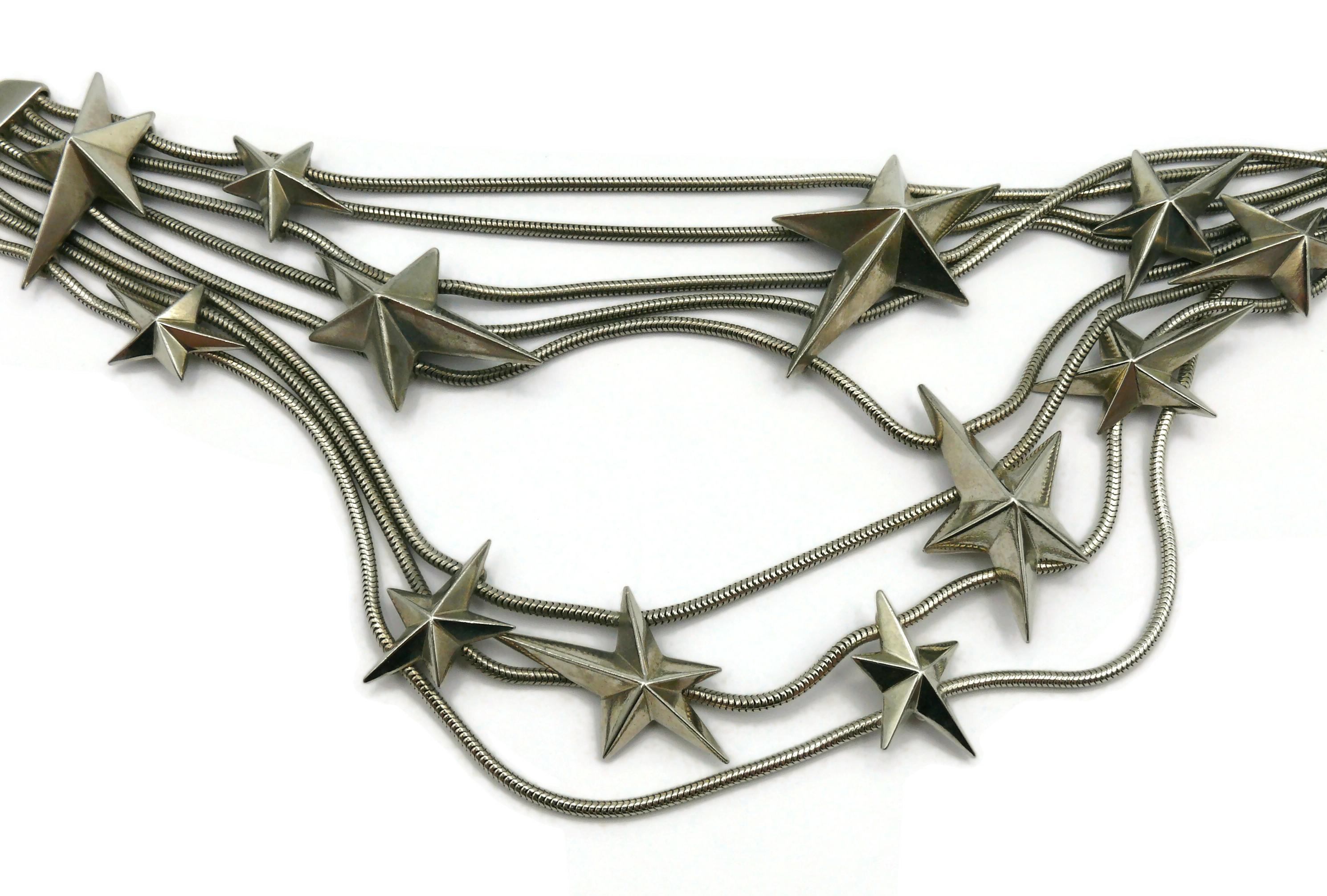 THIERRY MUGLER Vintage Silver Tone Stars Choker Necklace 5