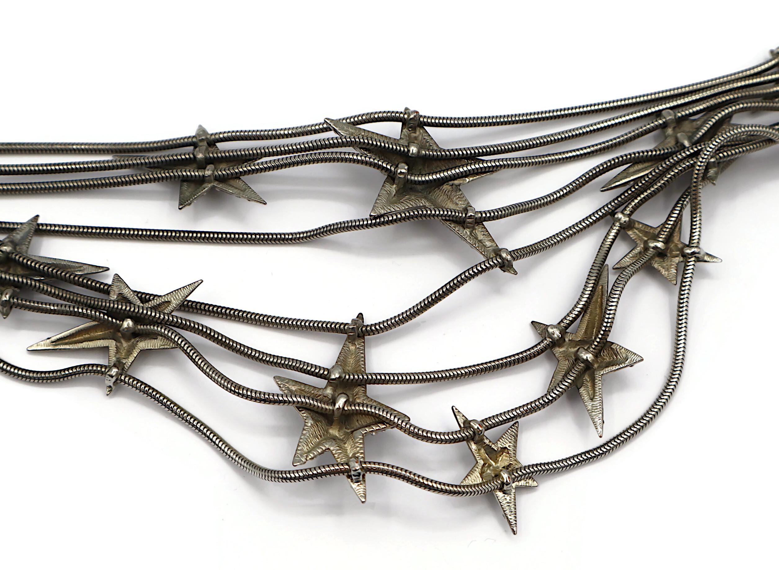 THIERRY MUGLER Vintage Silver Tone Stars Choker Necklace For Sale 9