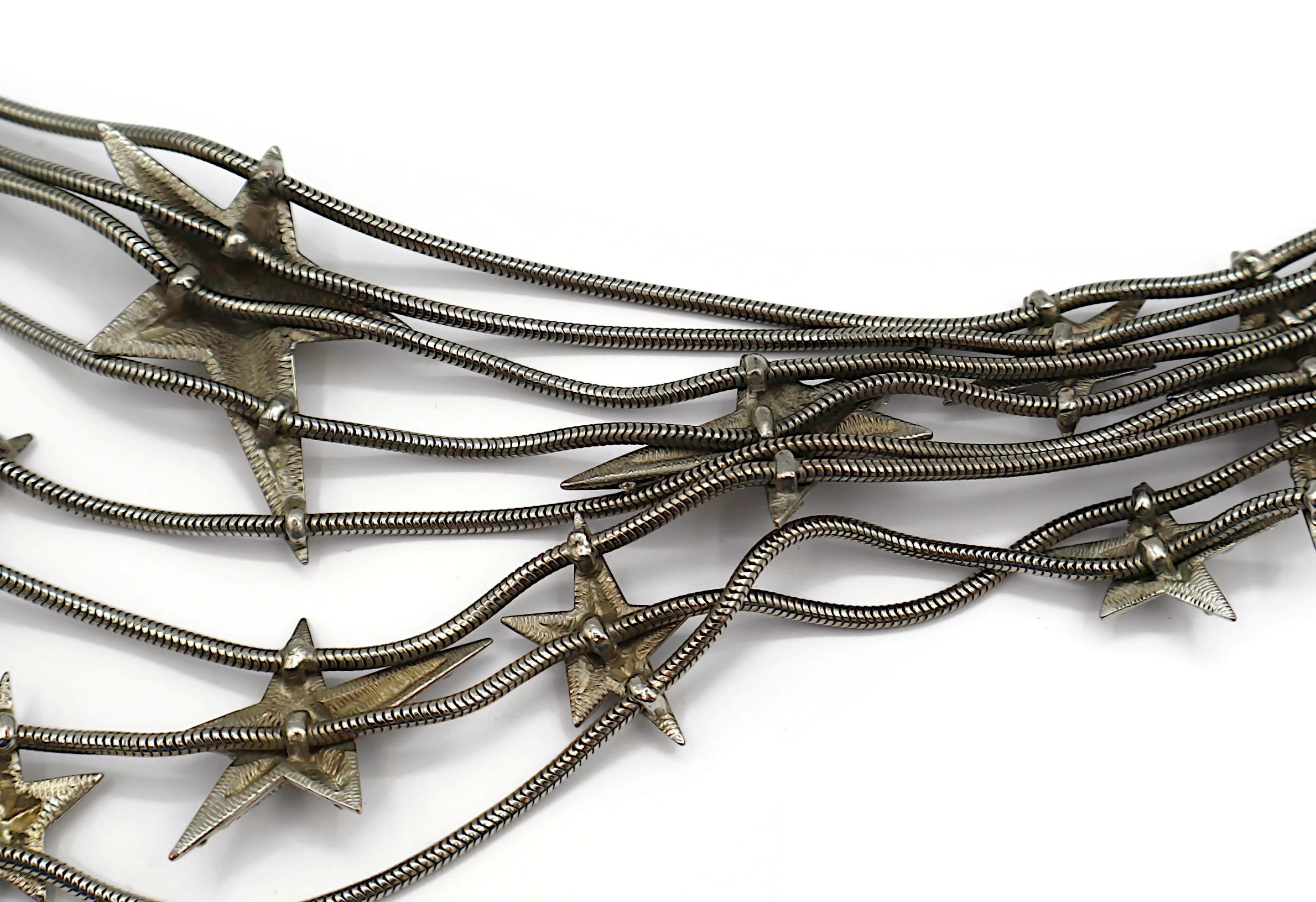 THIERRY MUGLER Vintage Silver Tone Stars Choker Necklace For Sale 10
