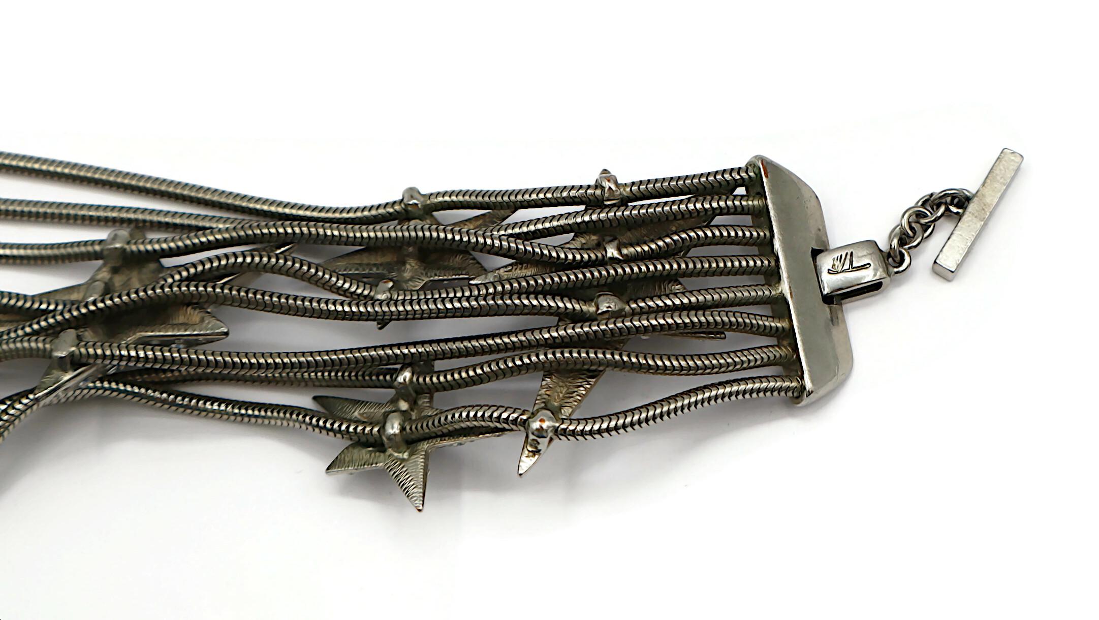 THIERRY MUGLER Vintage Silver Tone Stars Choker Necklace For Sale 11