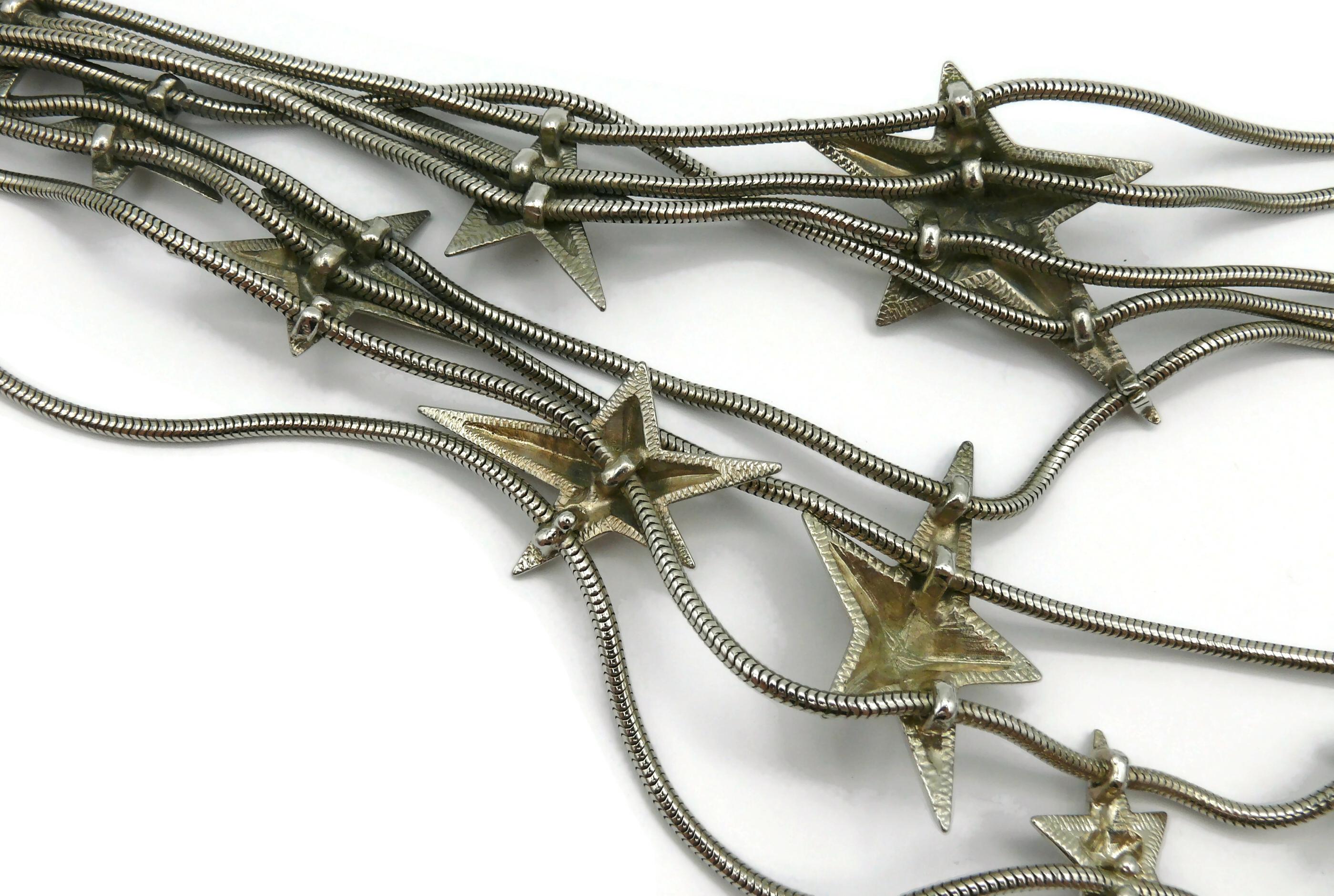 THIERRY MUGLER Vintage Silver Tone Stars Choker Necklace 8