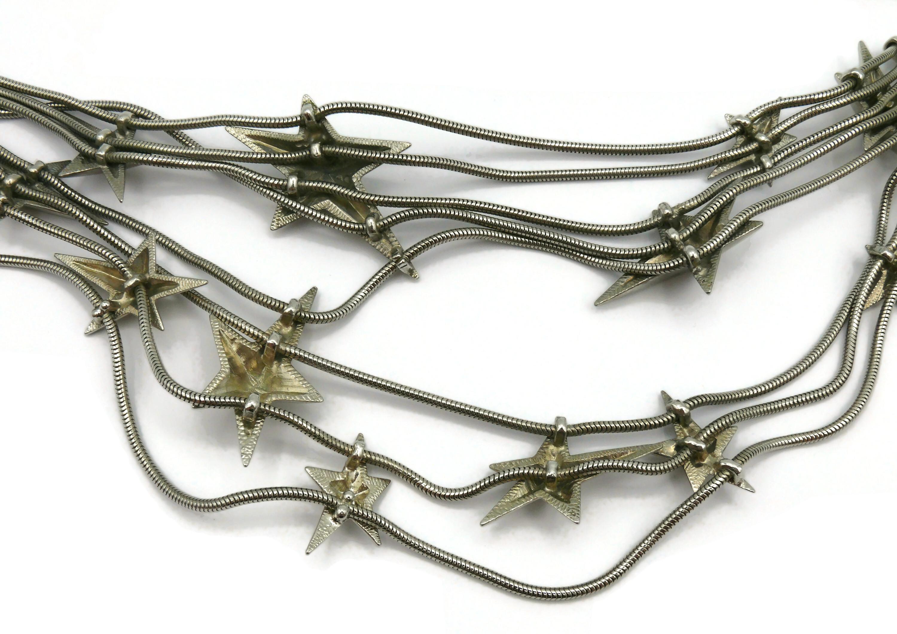THIERRY MUGLER Vintage Silver Tone Stars Choker Necklace 9