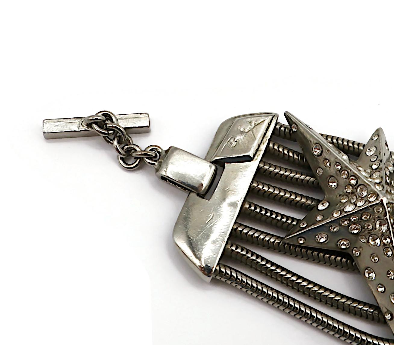 THIERRY MUGLER Vintage Silver Tone Stars Choker Necklace For Sale 13