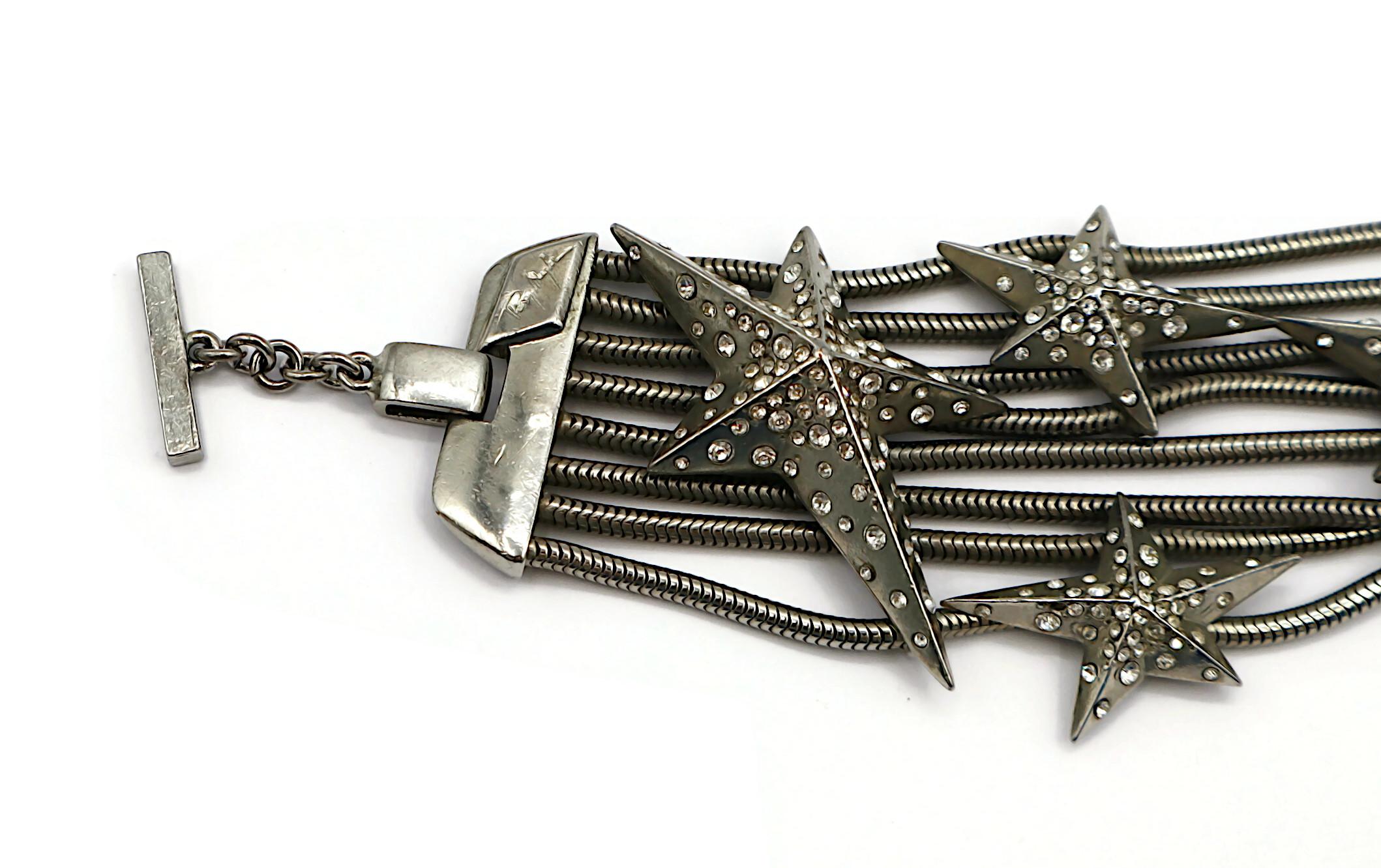 Women's THIERRY MUGLER Vintage Silver Tone Stars Choker Necklace For Sale