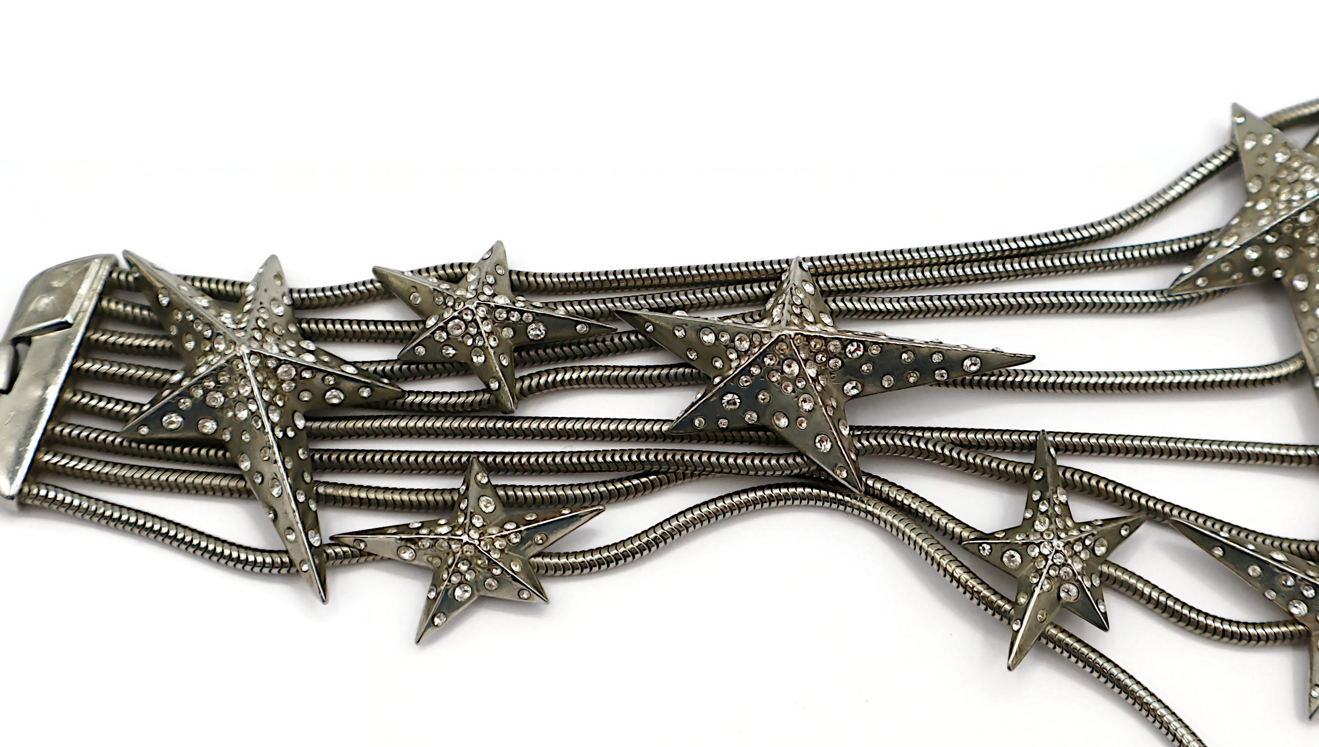THIERRY MUGLER Vintage Silver Tone Stars Choker Necklace For Sale 1