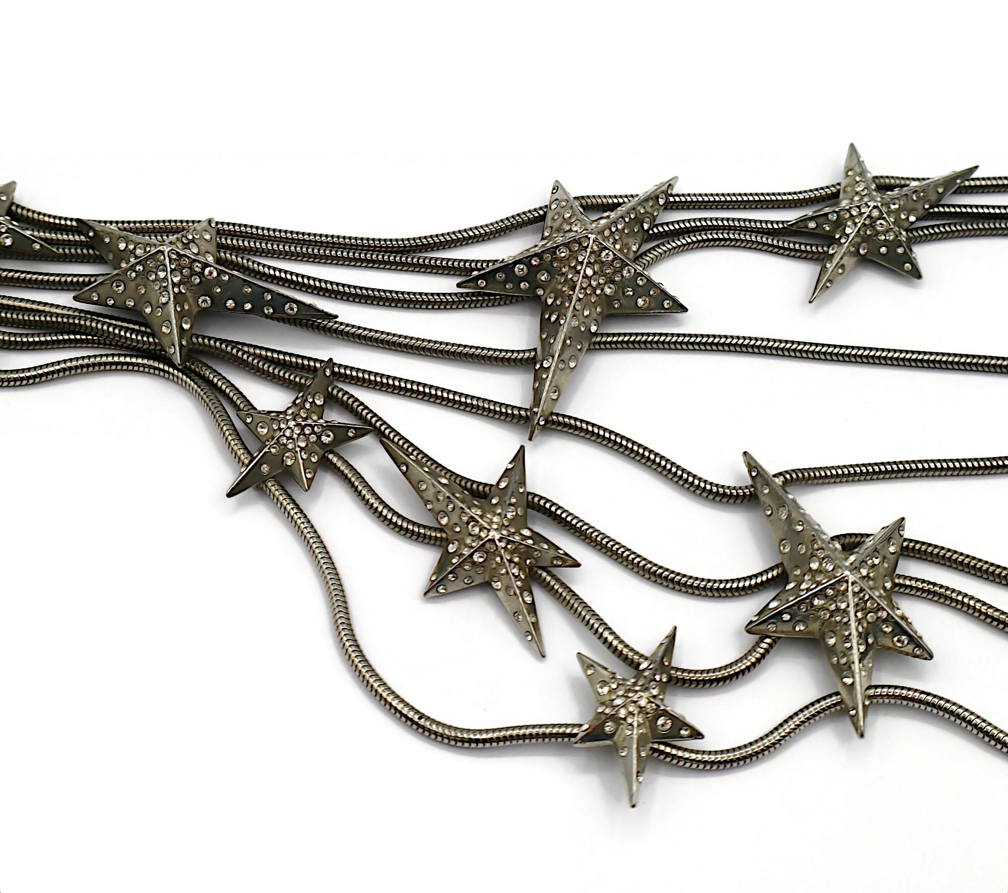 THIERRY MUGLER Vintage Silver Tone Stars Choker Necklace For Sale 2