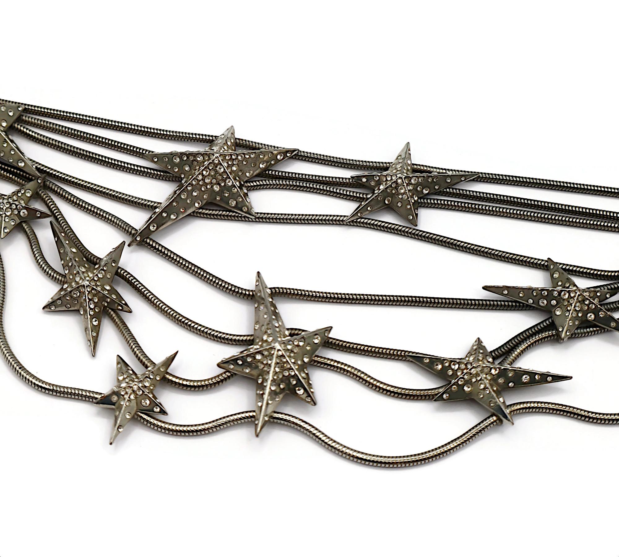 THIERRY MUGLER Vintage Silver Tone Stars Choker Necklace For Sale 3