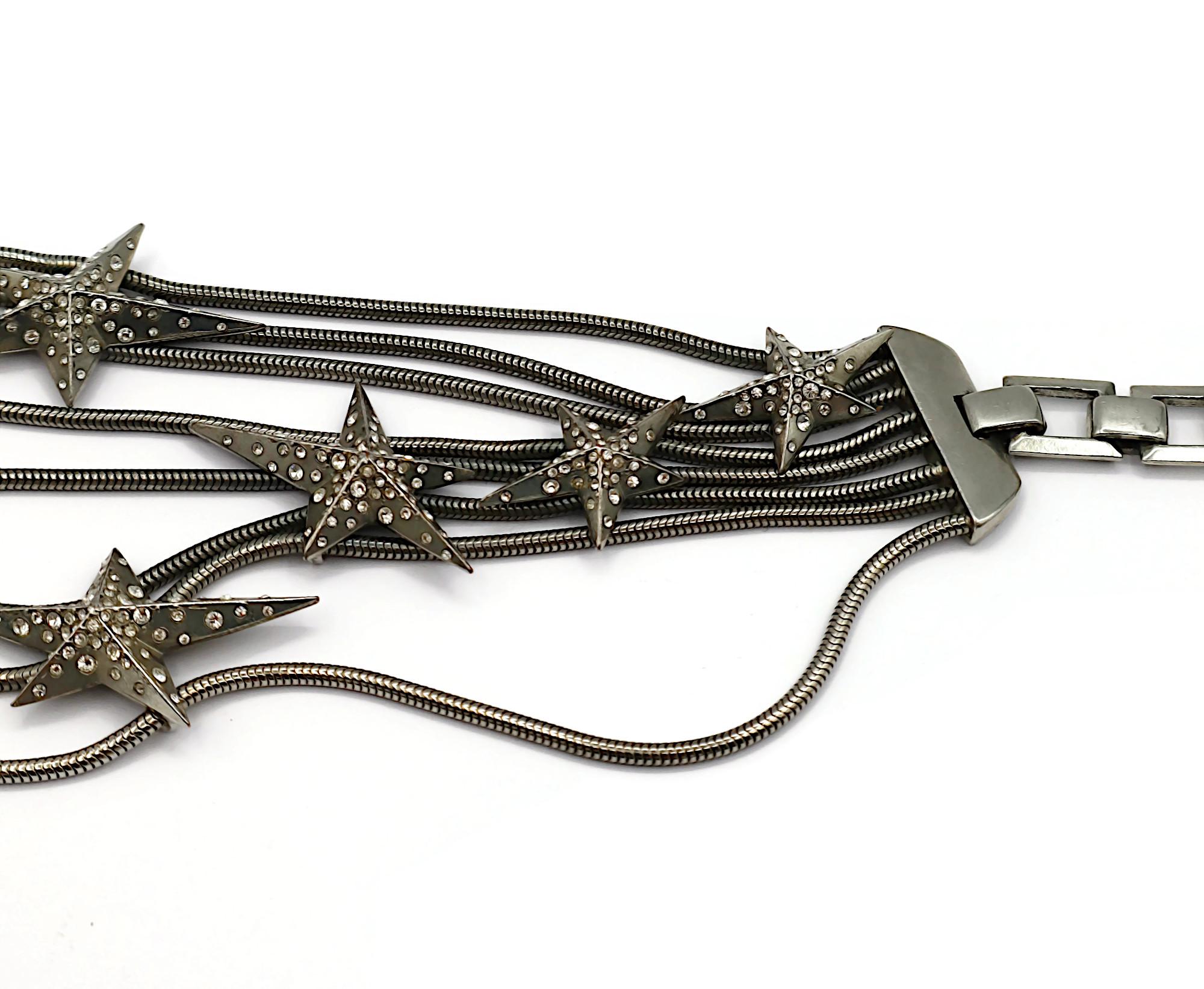 THIERRY MUGLER Vintage Silver Tone Stars Choker Necklace For Sale 4