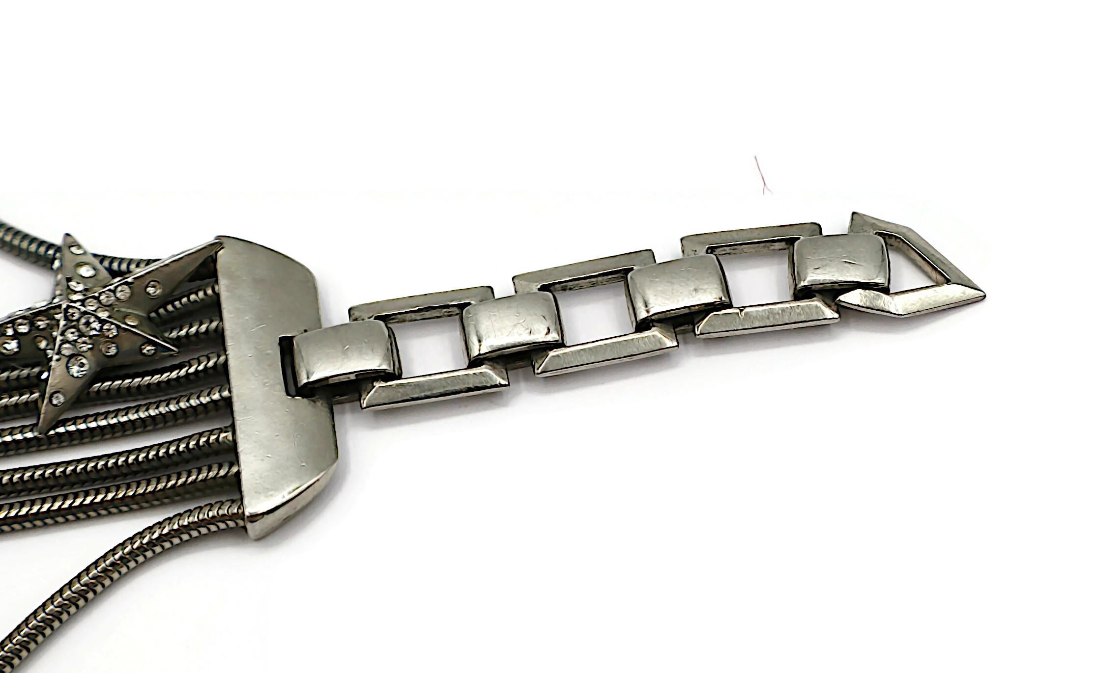THIERRY MUGLER Vintage Silver Tone Stars Choker Necklace For Sale 5